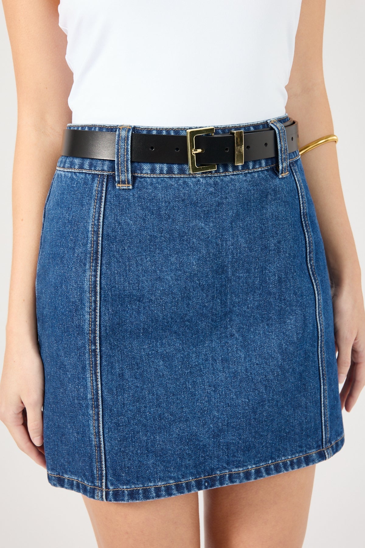 Perfect Stranger Mika Denim Mini Skirt Mid Blue Denim