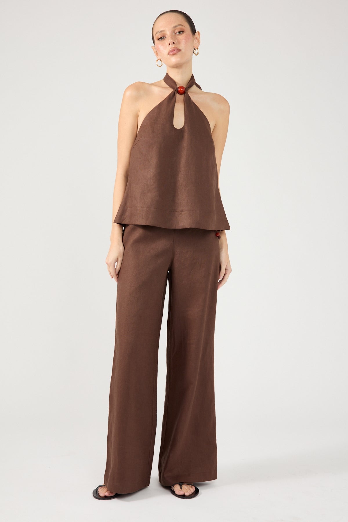 Perfect Stranger Amber Linen Pant Brown