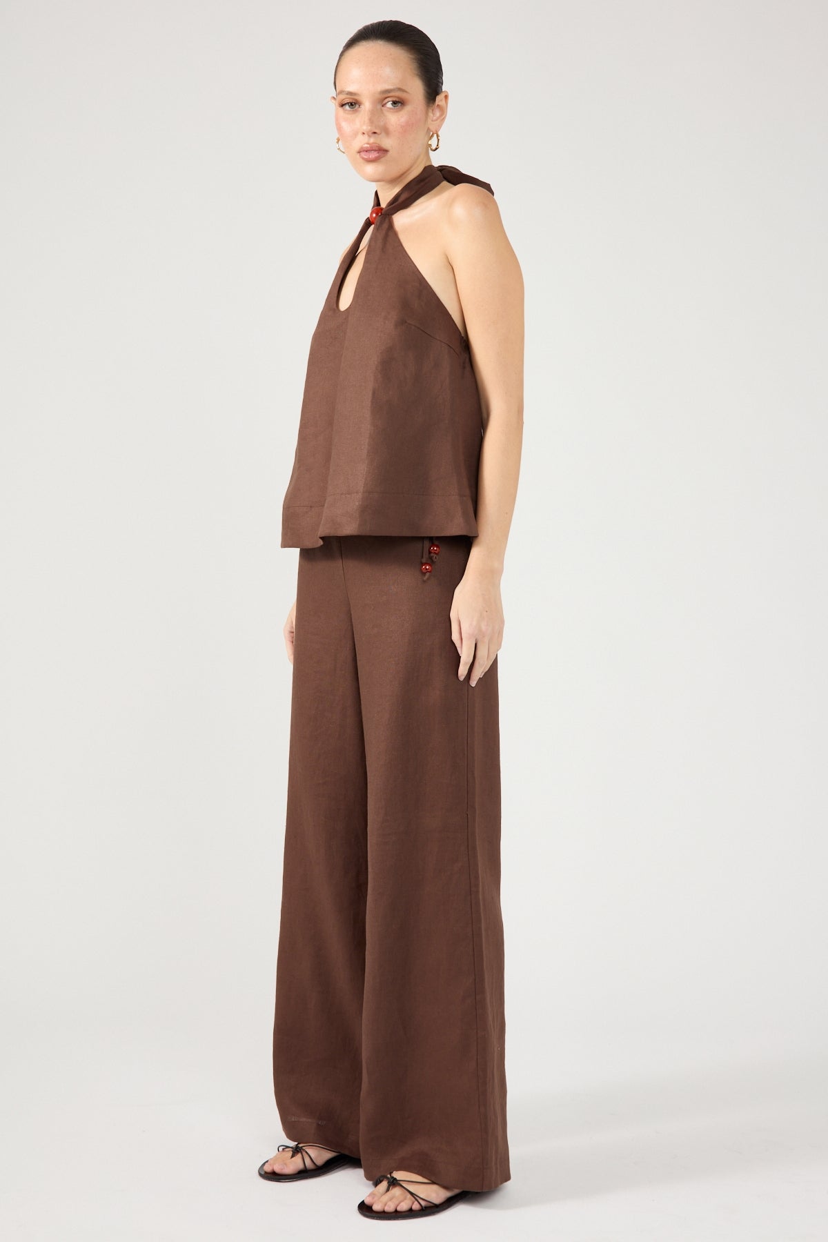 Perfect Stranger Amber Linen Pant Brown