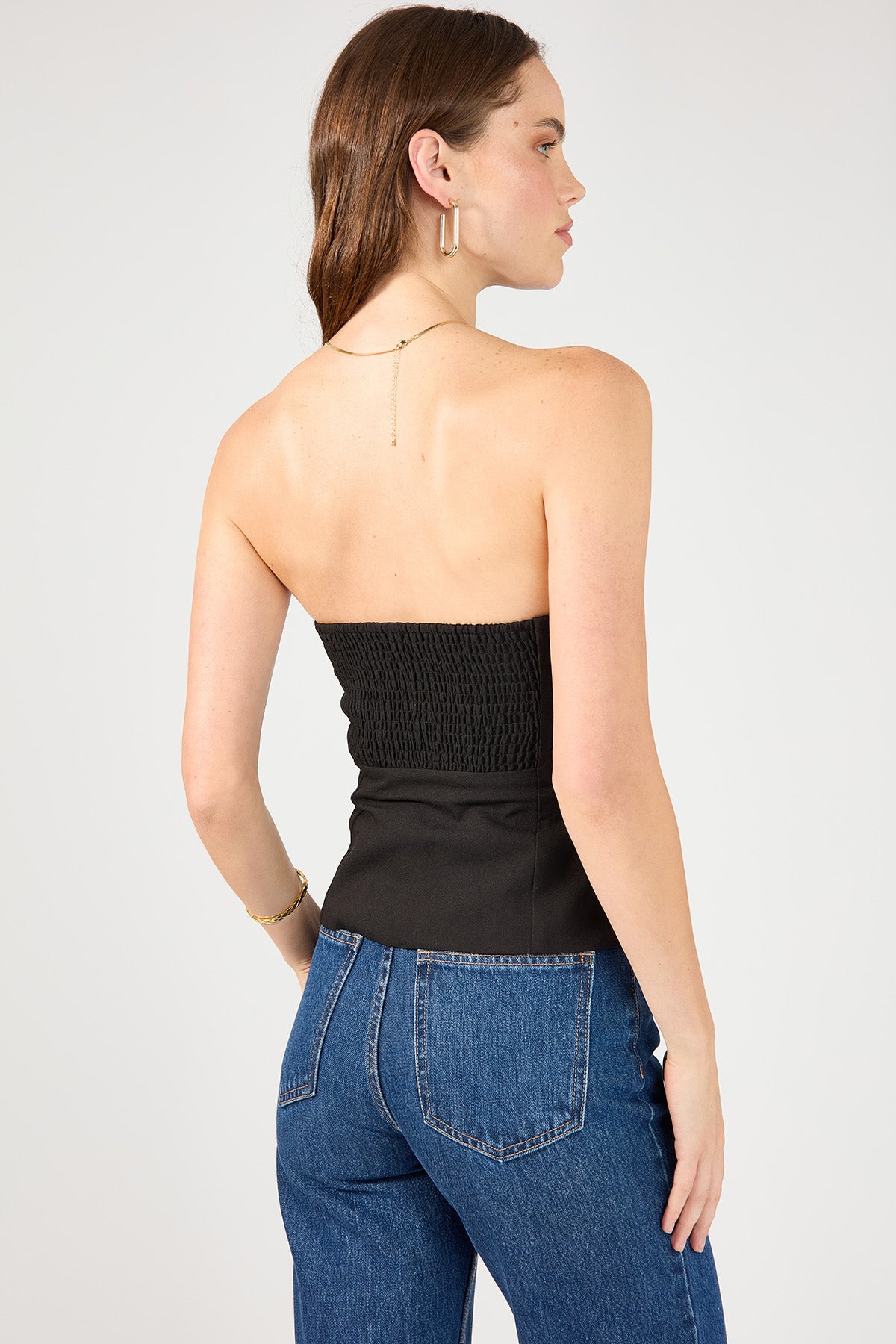 Perfect Stranger Luca Strapless Button Up Top Black