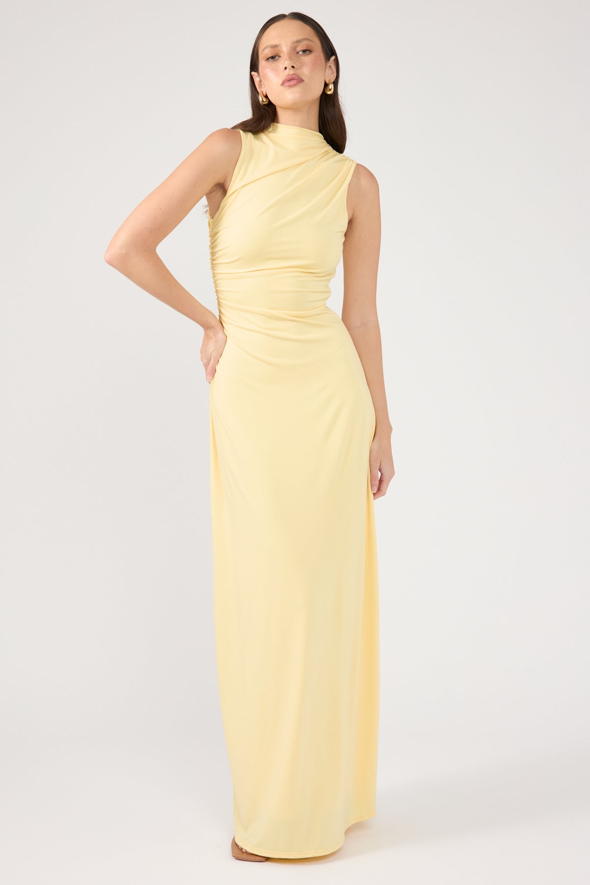 Perfect Stranger Rosewood High Neck Maxi Dress Lemon