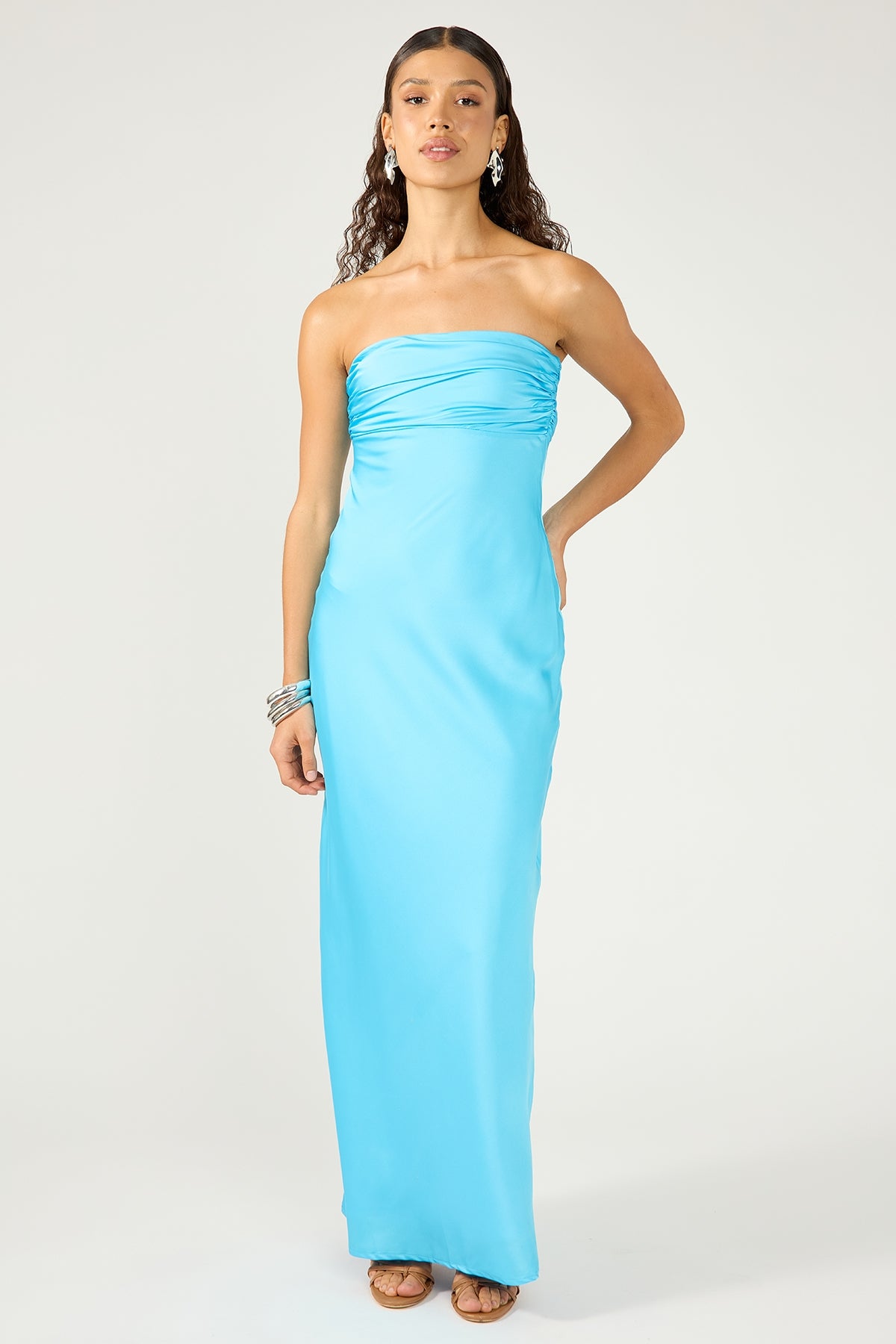 Perfect Stranger Corrie Strapless Maxi Dress Blue