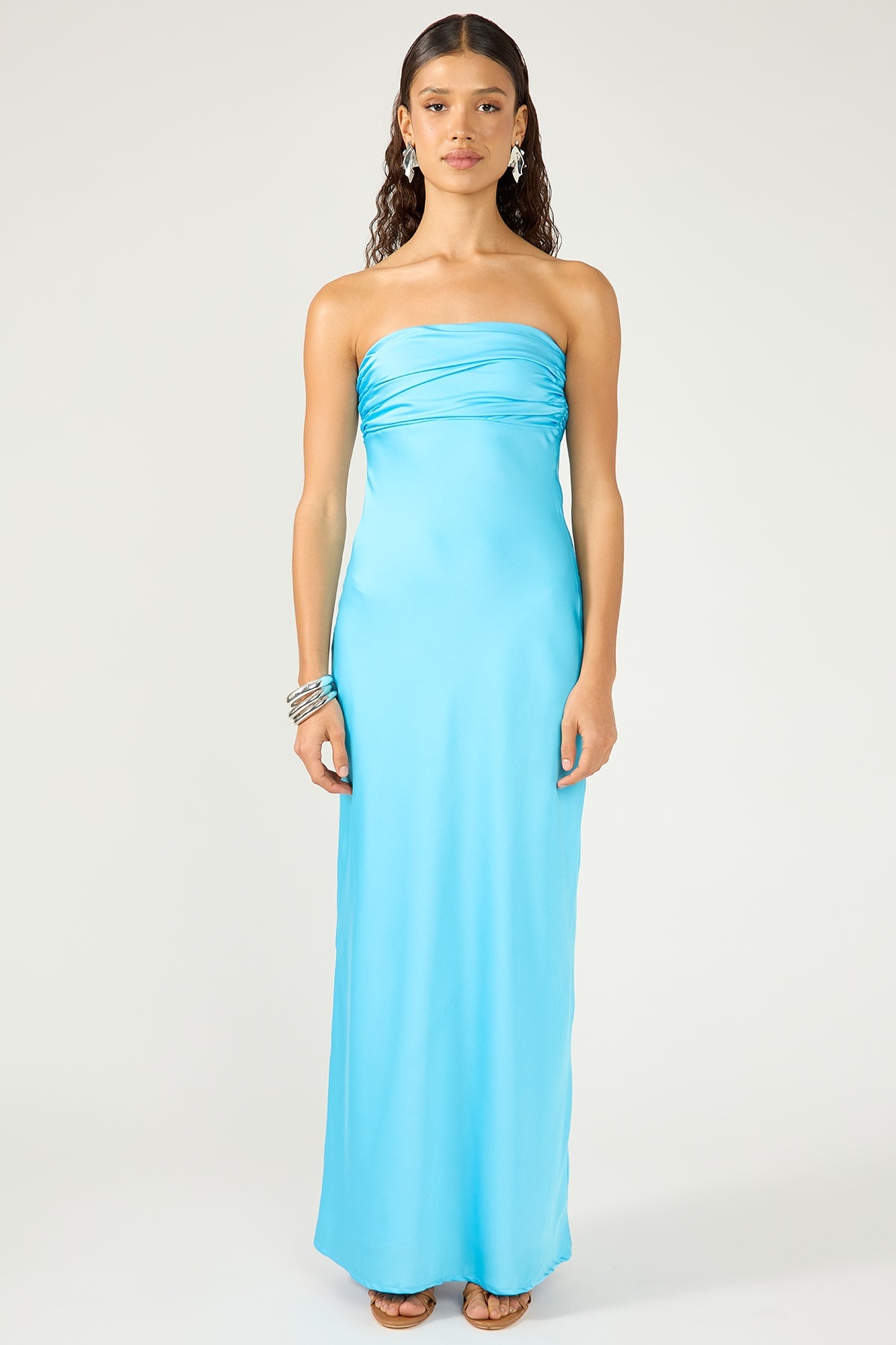 Perfect Stranger Corrie Strapless Maxi Dress Blue