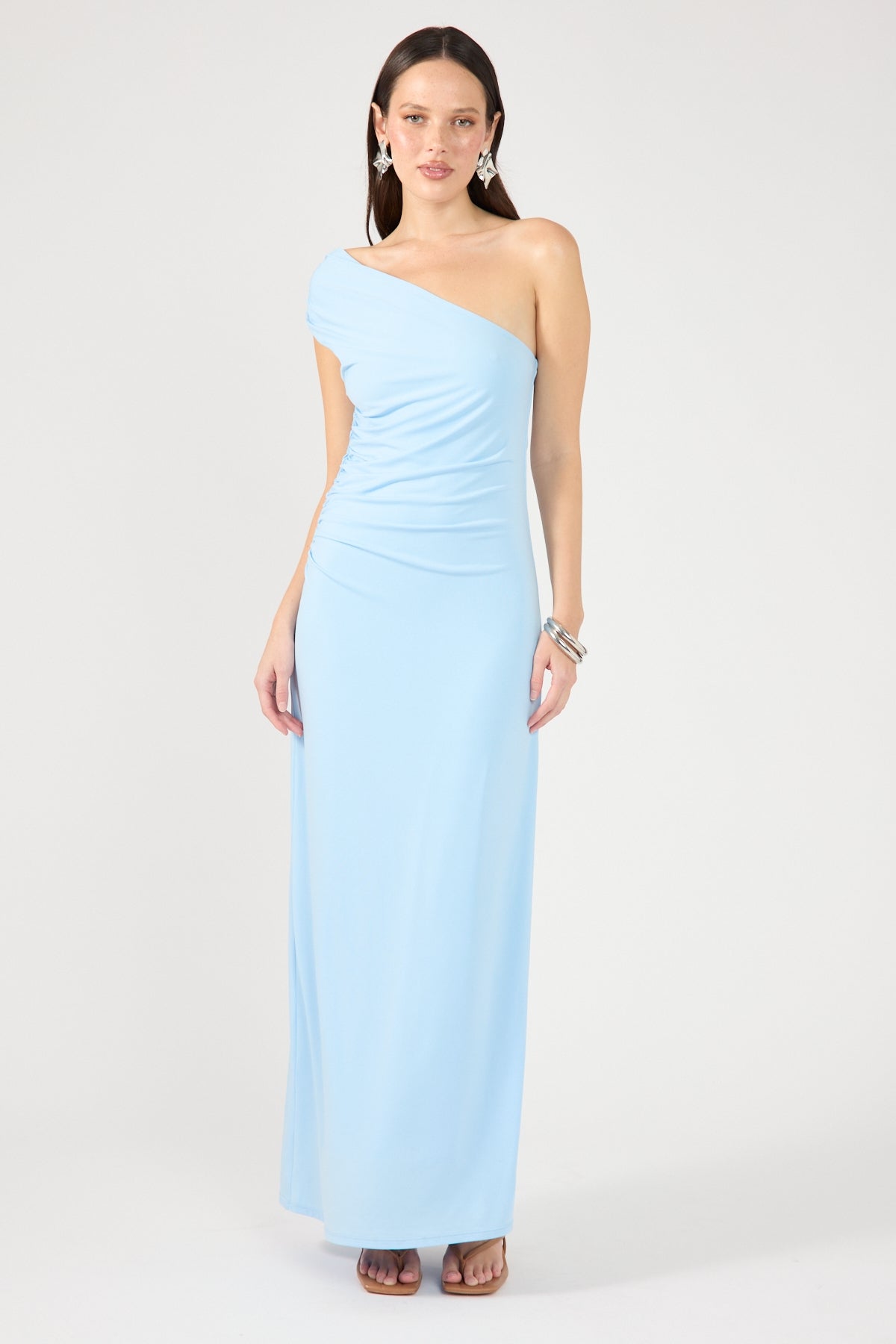 Perfect Stranger Roselle One Shoulder Maxi Dress Blue