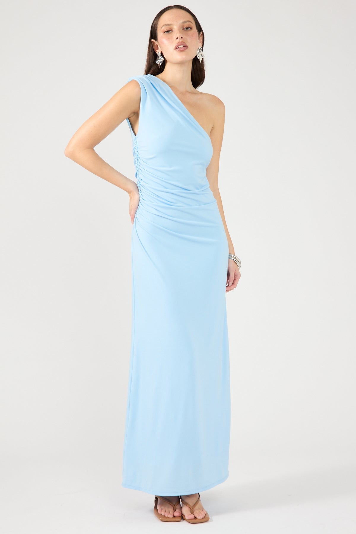 Perfect Stranger Roselle One Shoulder Maxi Dress Blue