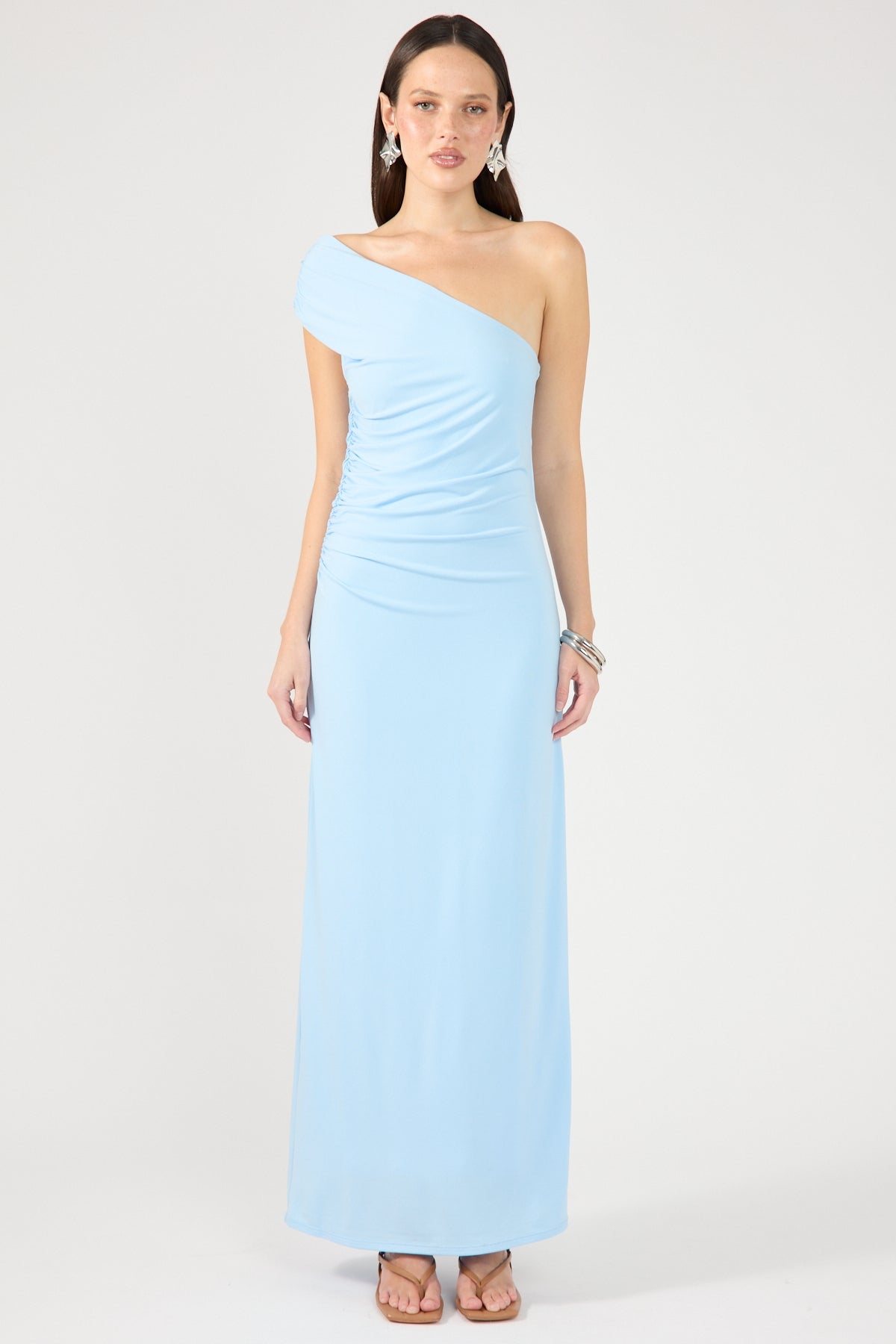 Perfect Stranger Roselle One Shoulder Maxi Dress Blue