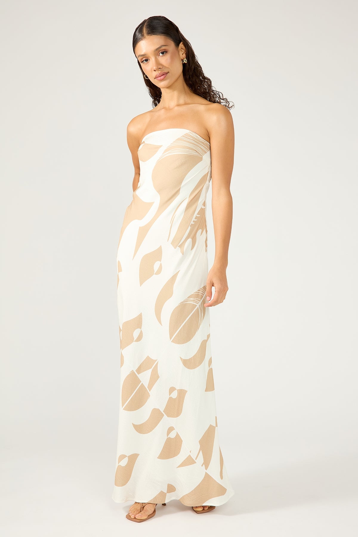 Perfect Stranger Cielle Strapless Maxi Dress Nude Print