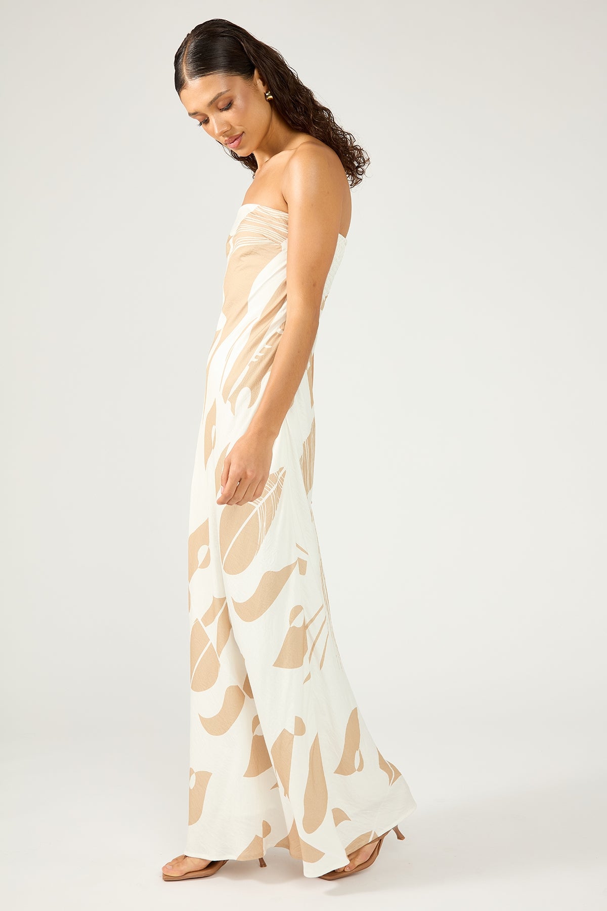 Perfect Stranger Cielle Strapless Maxi Dress Nude Print