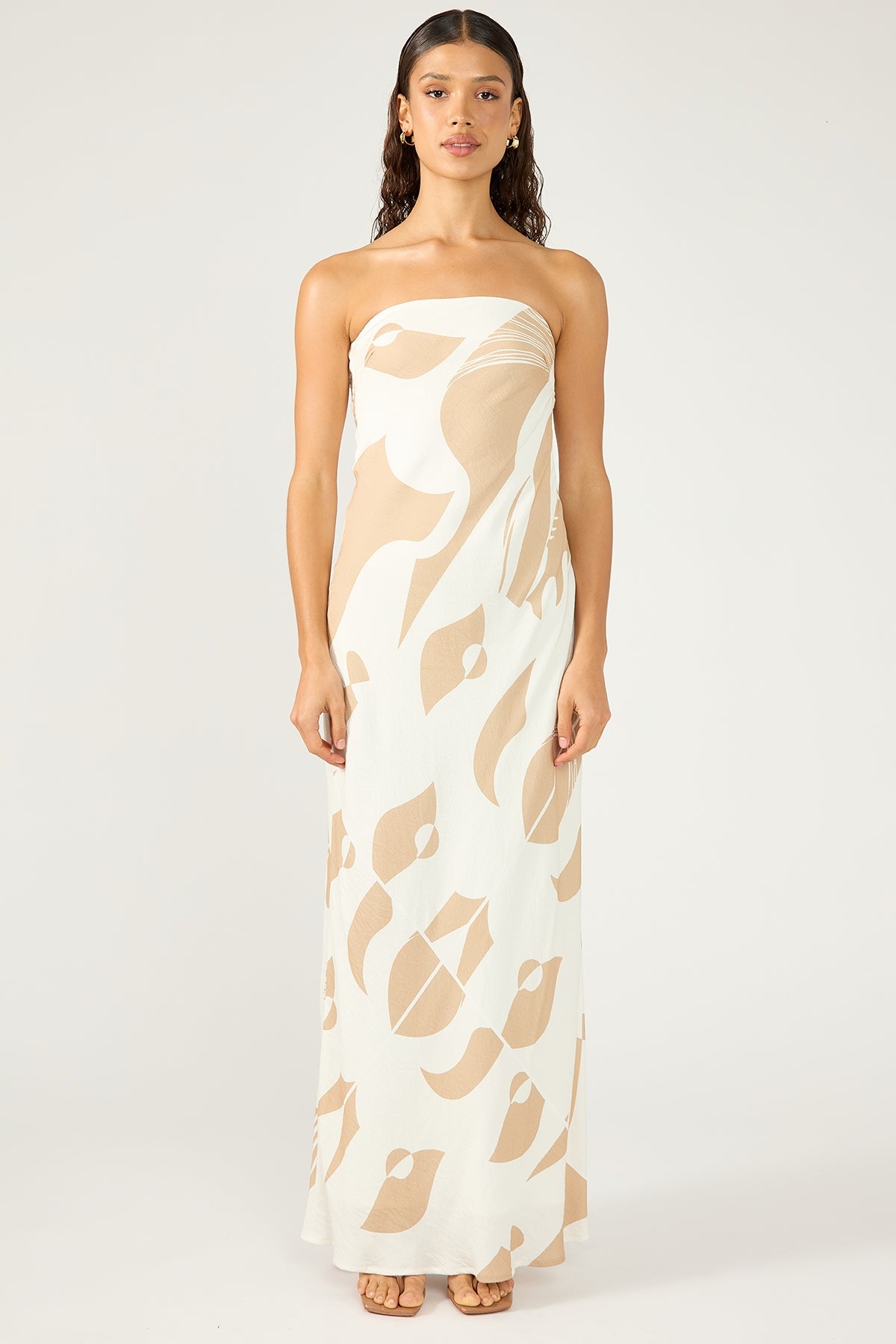 Perfect Stranger Cielle Strapless Maxi Dress Nude Print