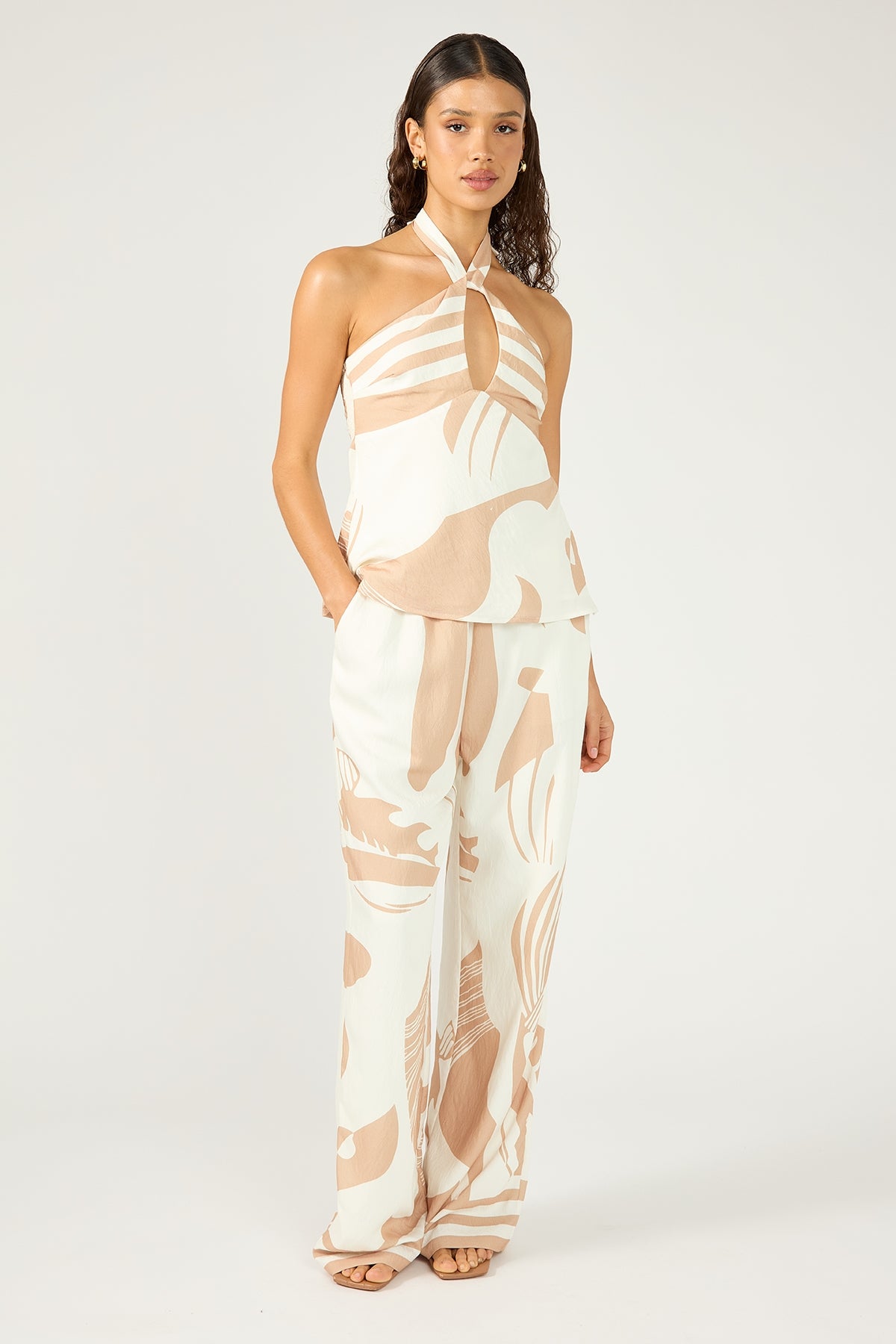 Perfect Stranger Cielle Straight Leg Pant Nude Print