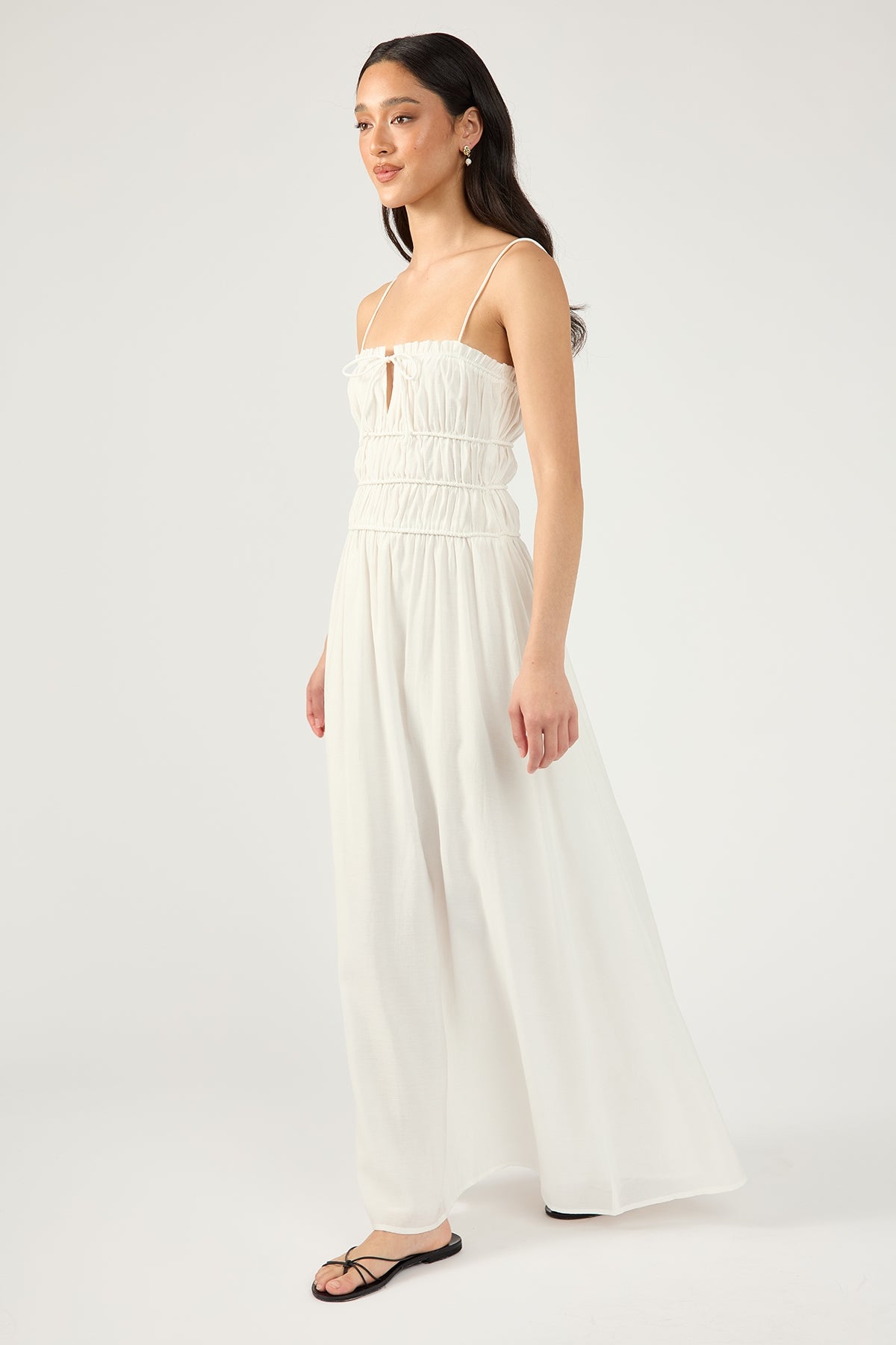 Perfect Stranger Diletta Shirred Midi dress White