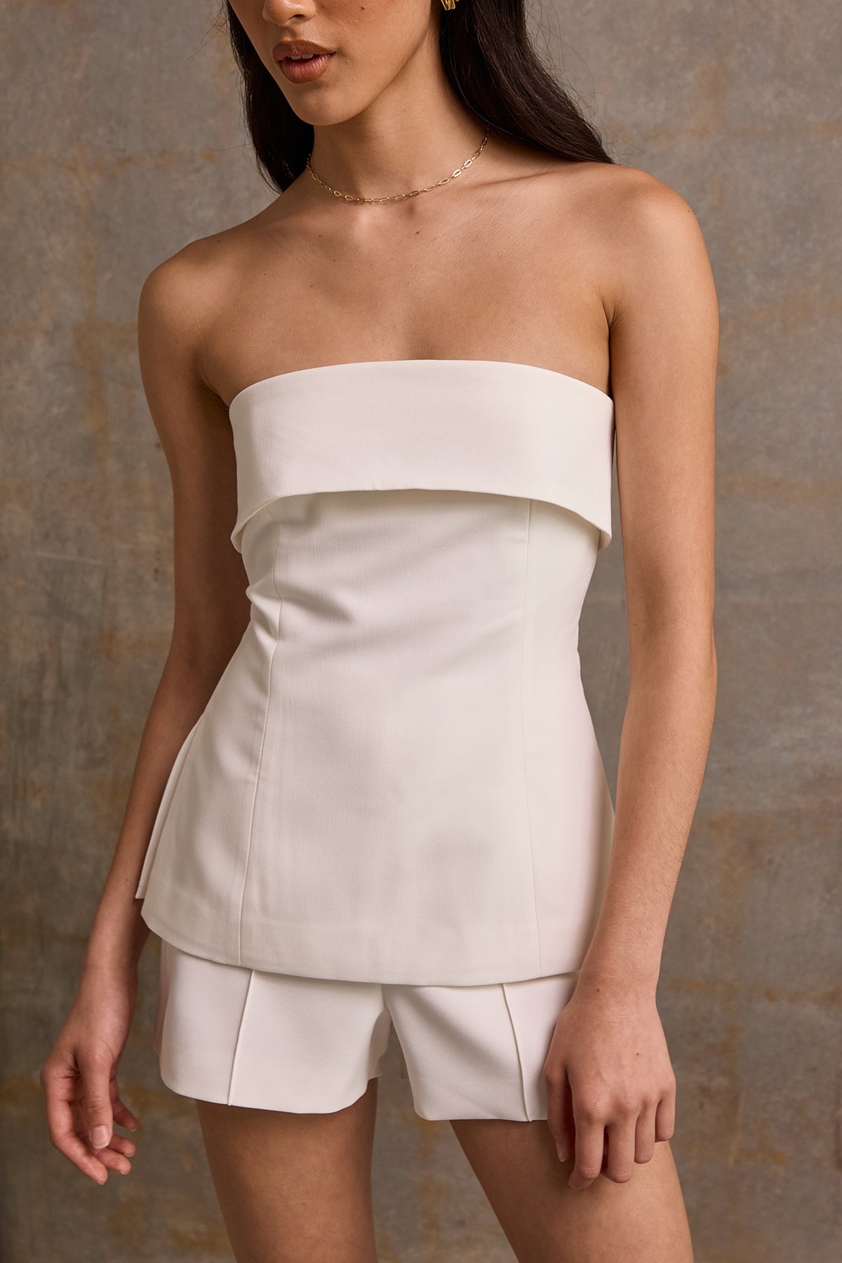 Perfect Stranger Luca Strapless Long Line Top White