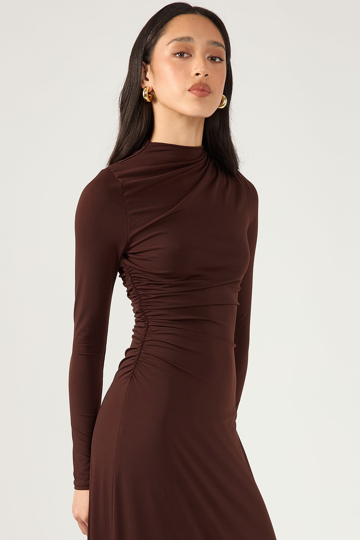 Perfect Stranger Rosie Long Sleeve Maxi Dress Brown