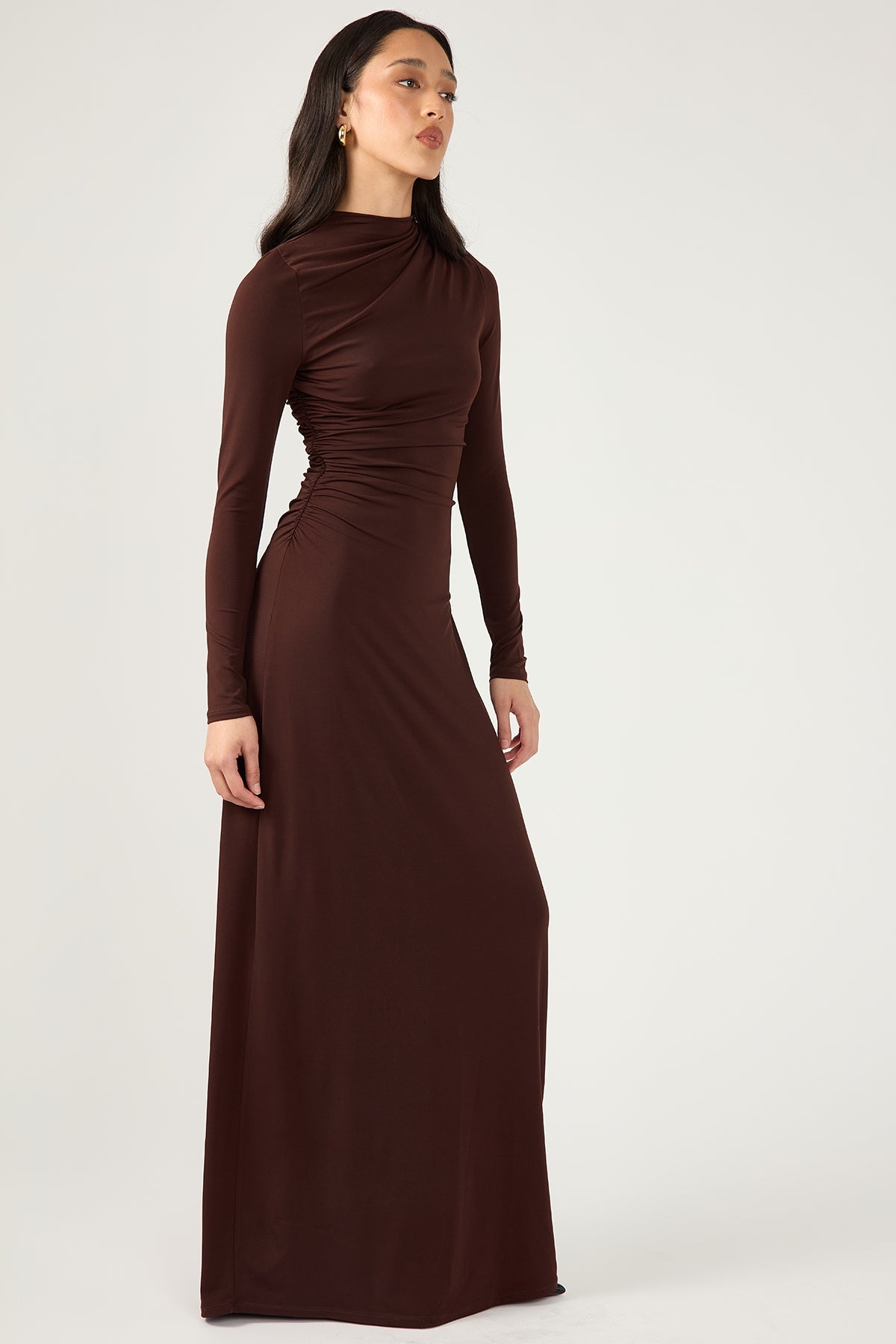 Perfect Stranger Rosie Long Sleeve Maxi Dress Brown