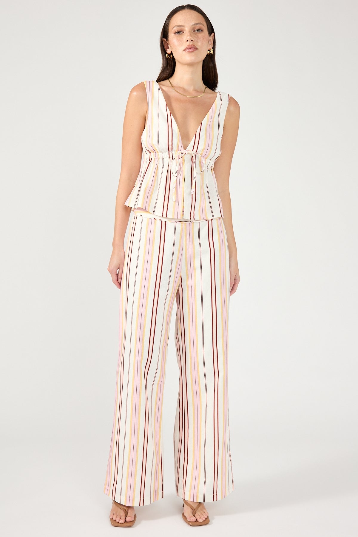 Perfect Stranger Palermo Tie Up Stripe Top Multi Stripe