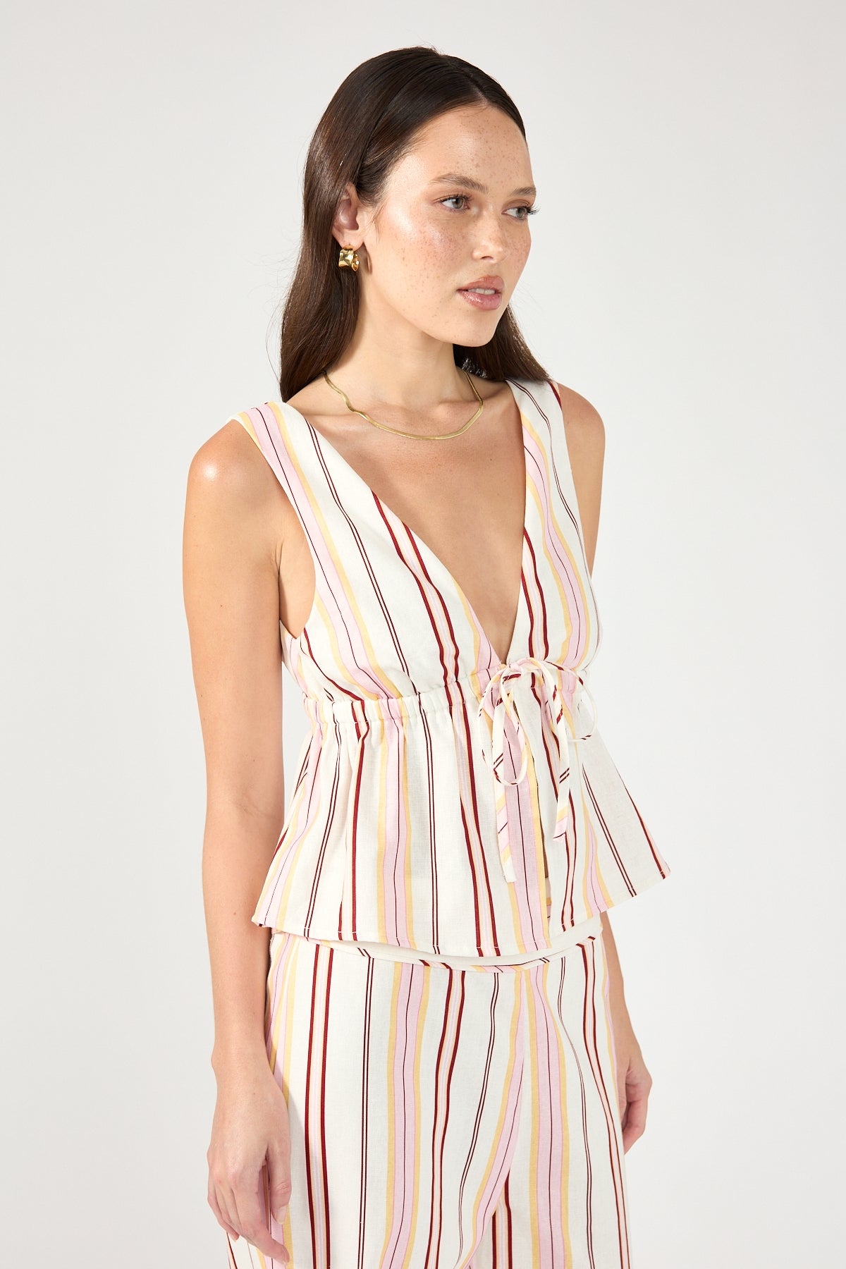 Perfect Stranger Palermo Tie Up Stripe Top Multi Stripe