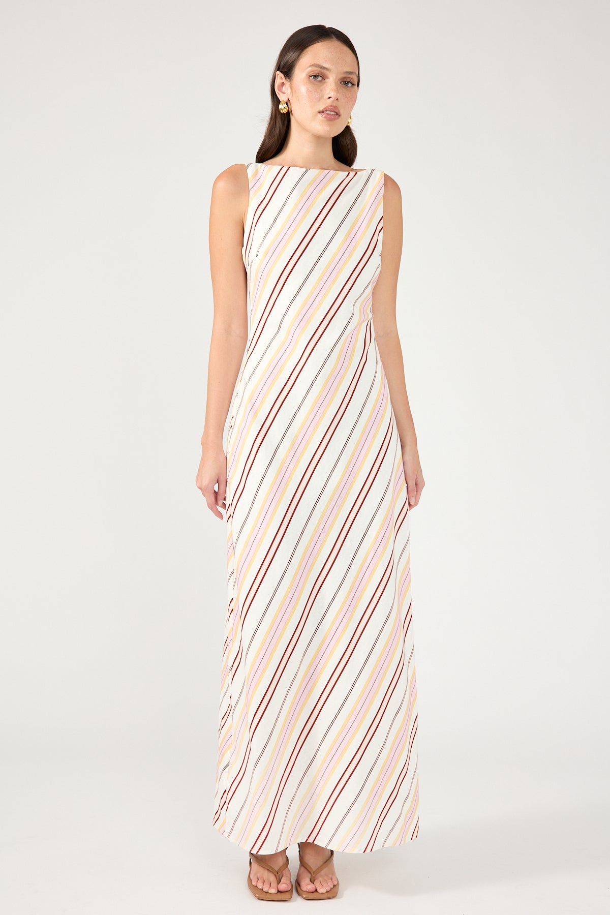 Perfect Stranger Palermo Boat Neck Stripe Maxi Dress Multi Stripe