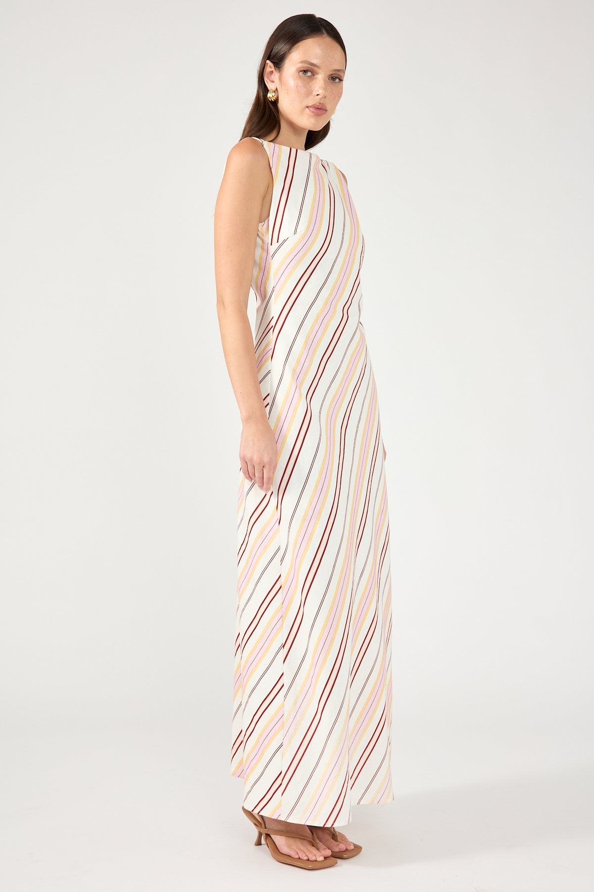 Perfect Stranger Palermo Boat Neck Stripe Maxi Dress Multi Stripe