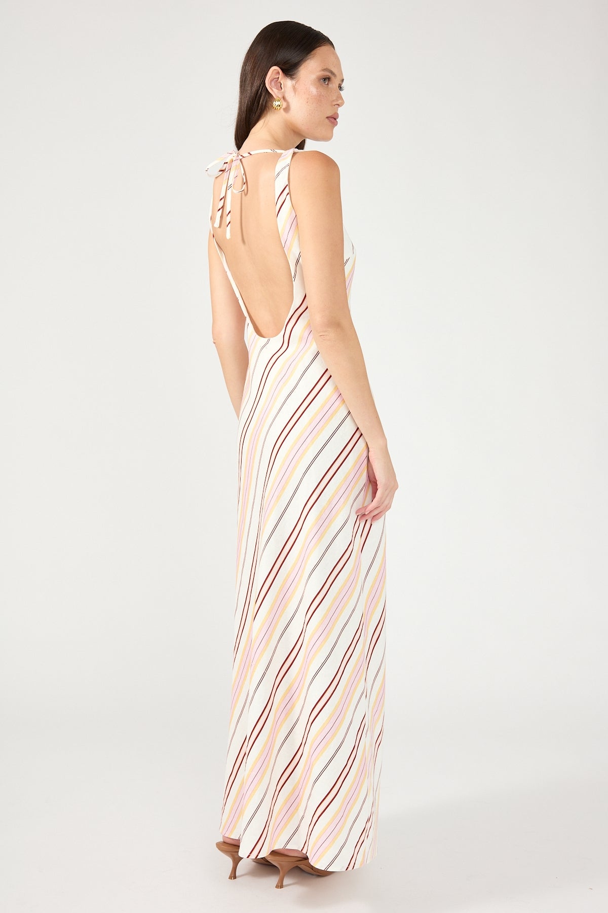 Perfect Stranger Palermo Boat Neck Stripe Maxi Dress Multi Stripe