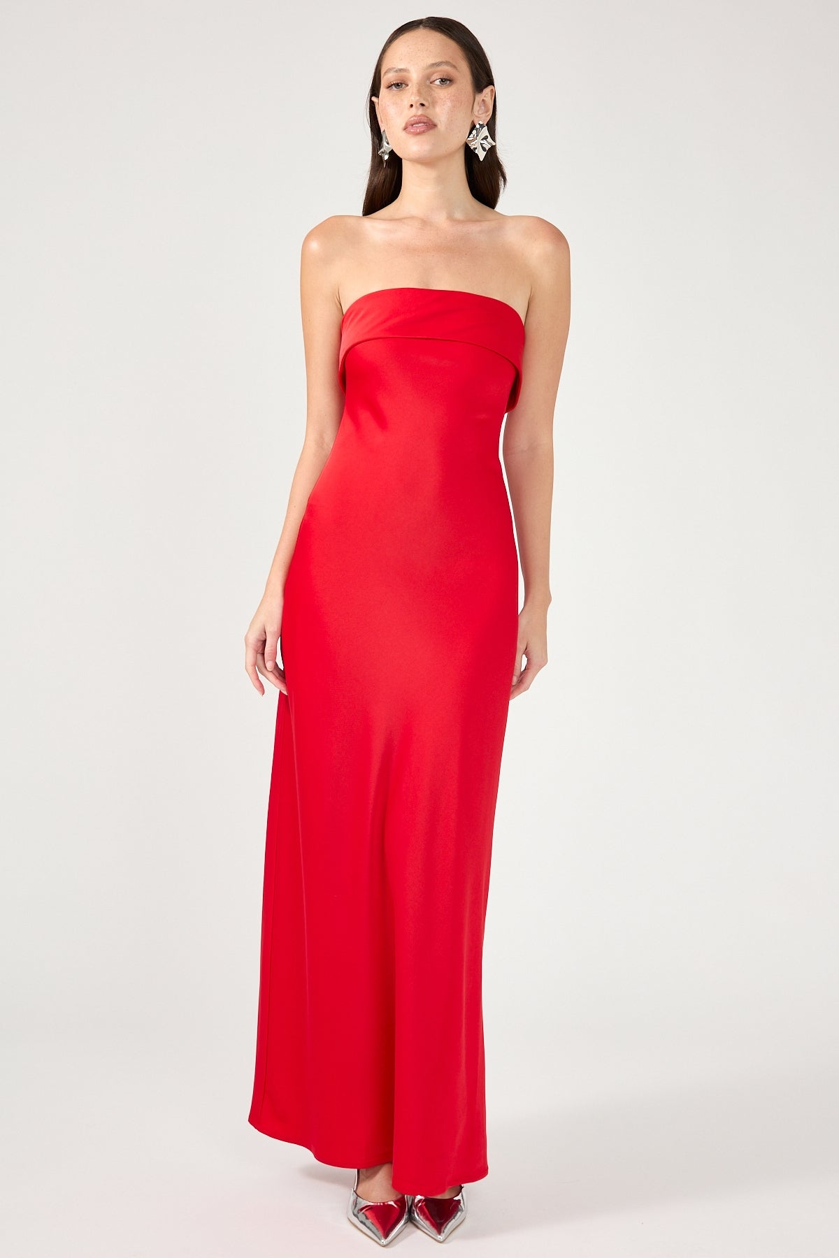 Perfect Stranger Carly Strapless  Maxi Dress Red