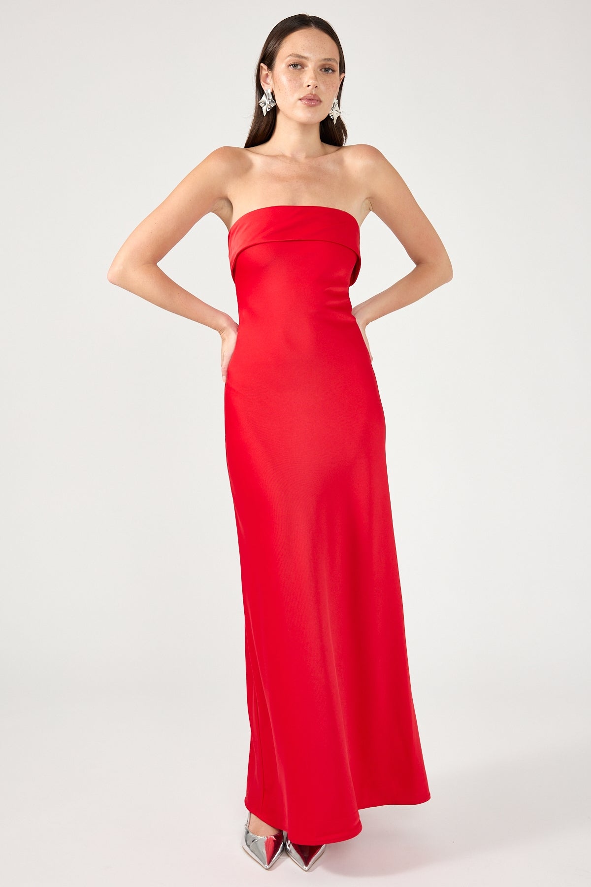 Perfect Stranger Carly Strapless  Maxi Dress Red