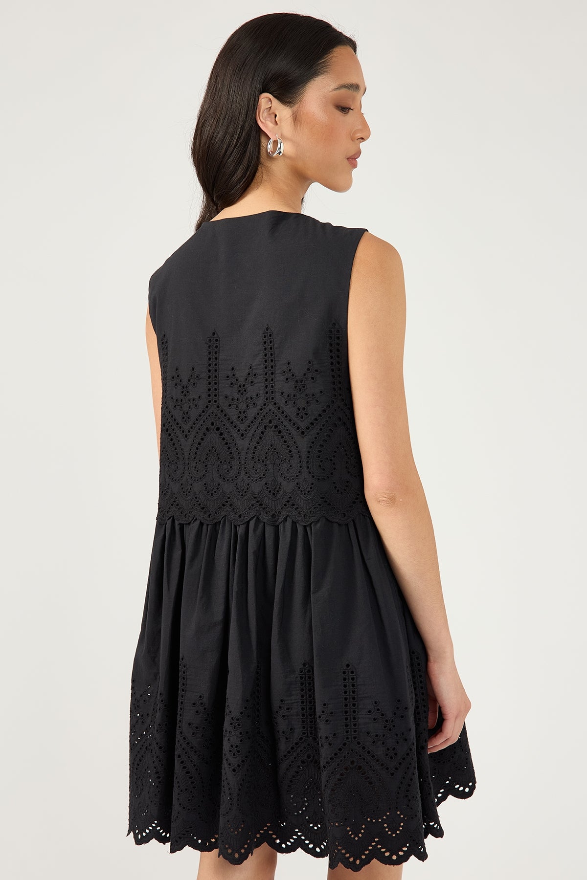 Perfect Stranger Novalee Broderie Tie Mini Dress Black