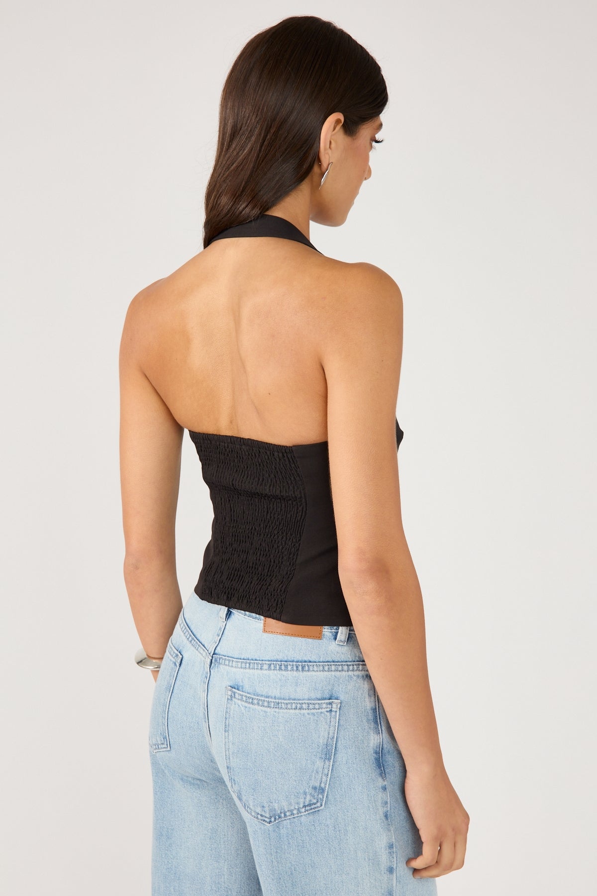 Perfect Stranger Buckle Up Halter Top Black