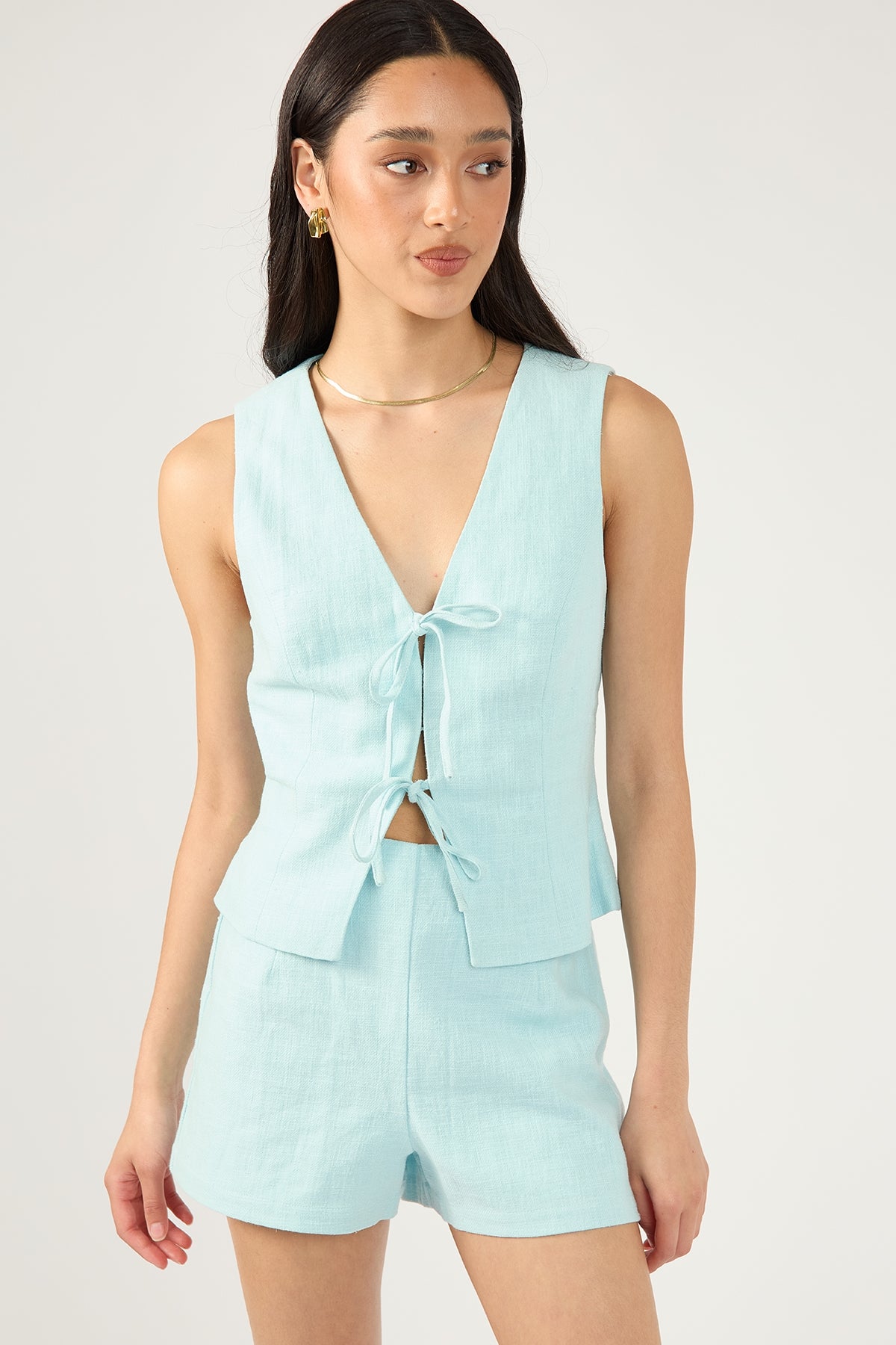 Perfect Stranger Menorca Tie Up Vest Top Blue