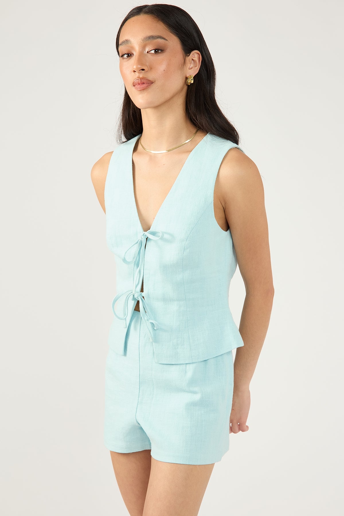 Perfect Stranger Menorca Tie Up Vest Top Blue