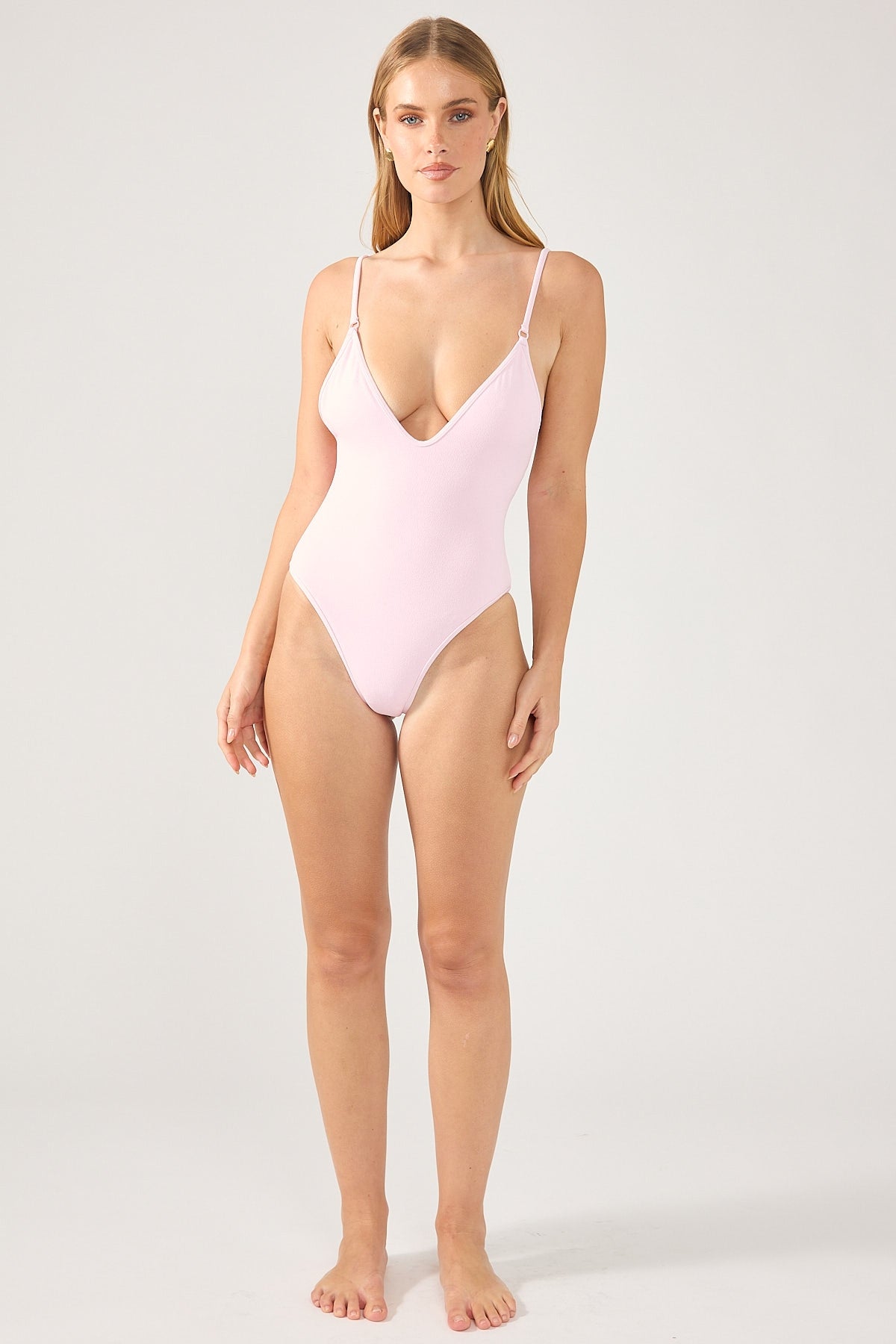 Perfect Stranger Spice Crinkle One Piece Bodysuit Pink
