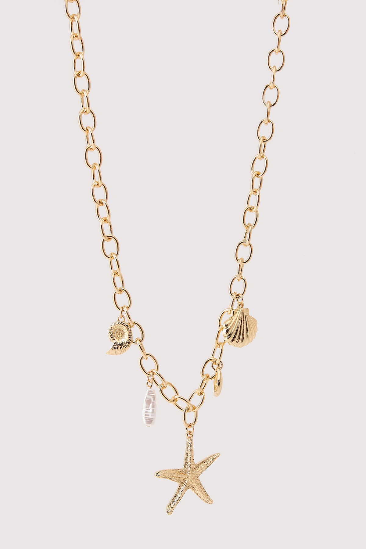 Perfect Stranger Aqua Charm Necklace Gold