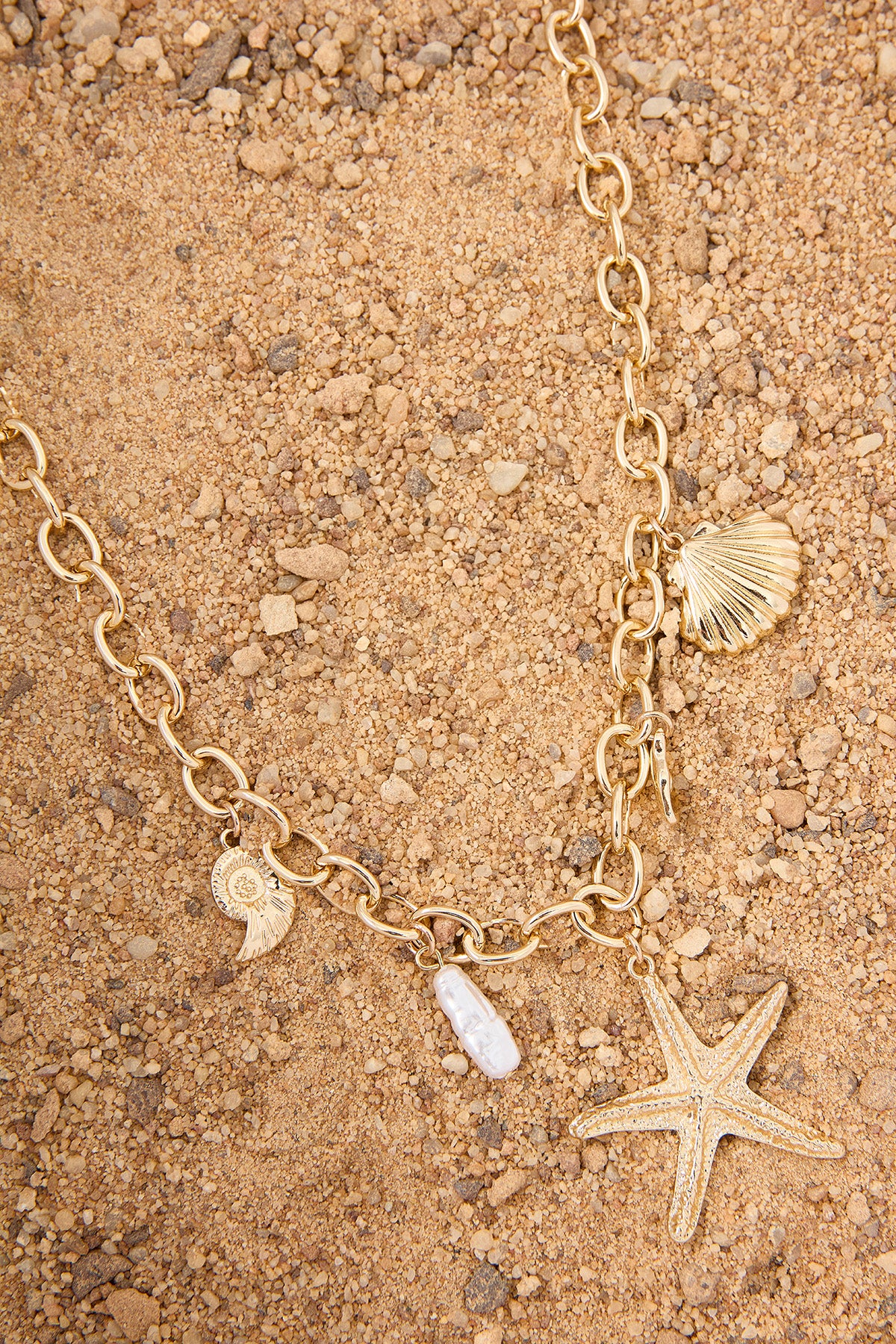 Perfect Stranger Aqua Charm Necklace Gold