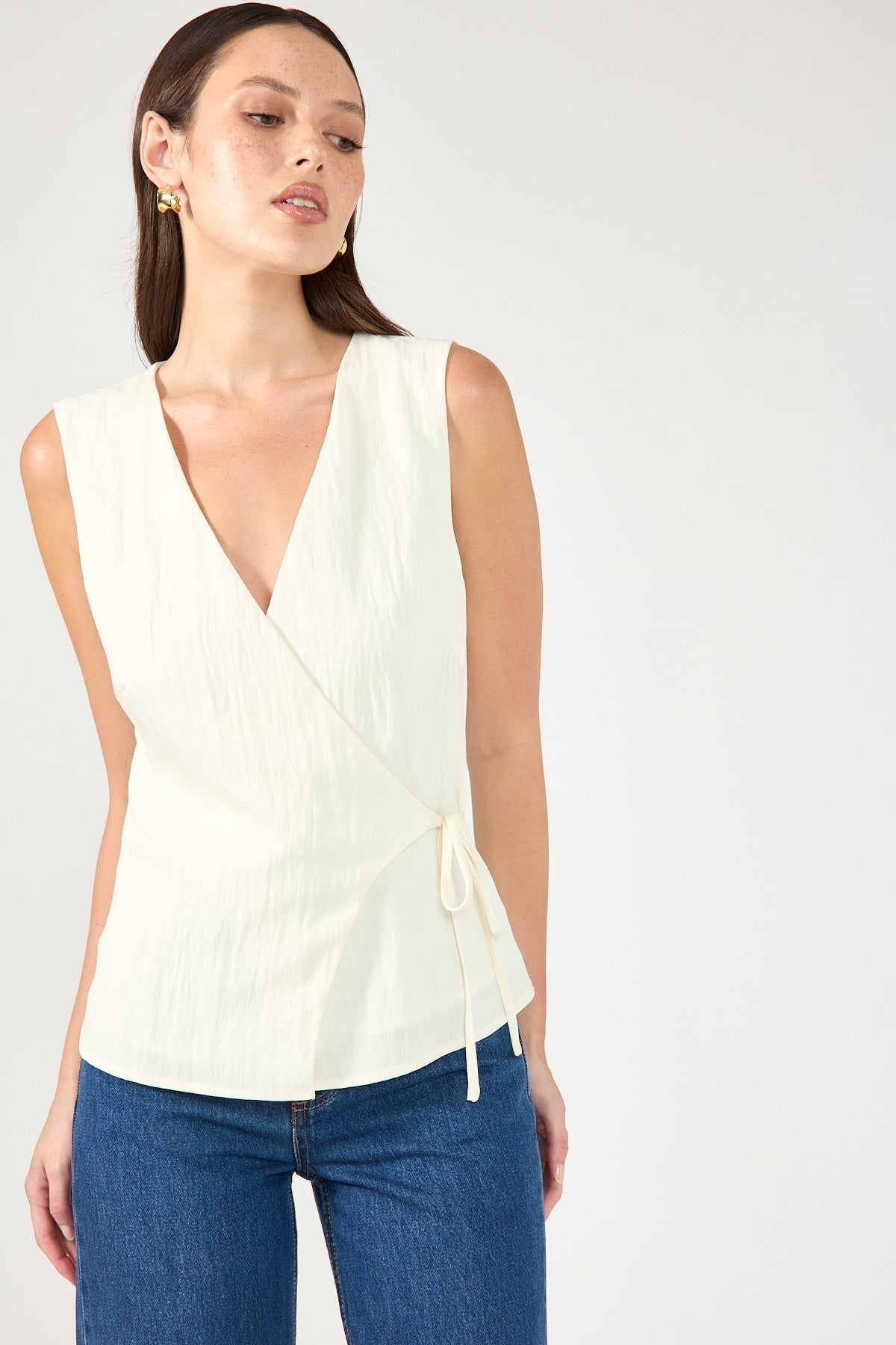 Perfect Stranger Bronte Wrap Front Top Cream