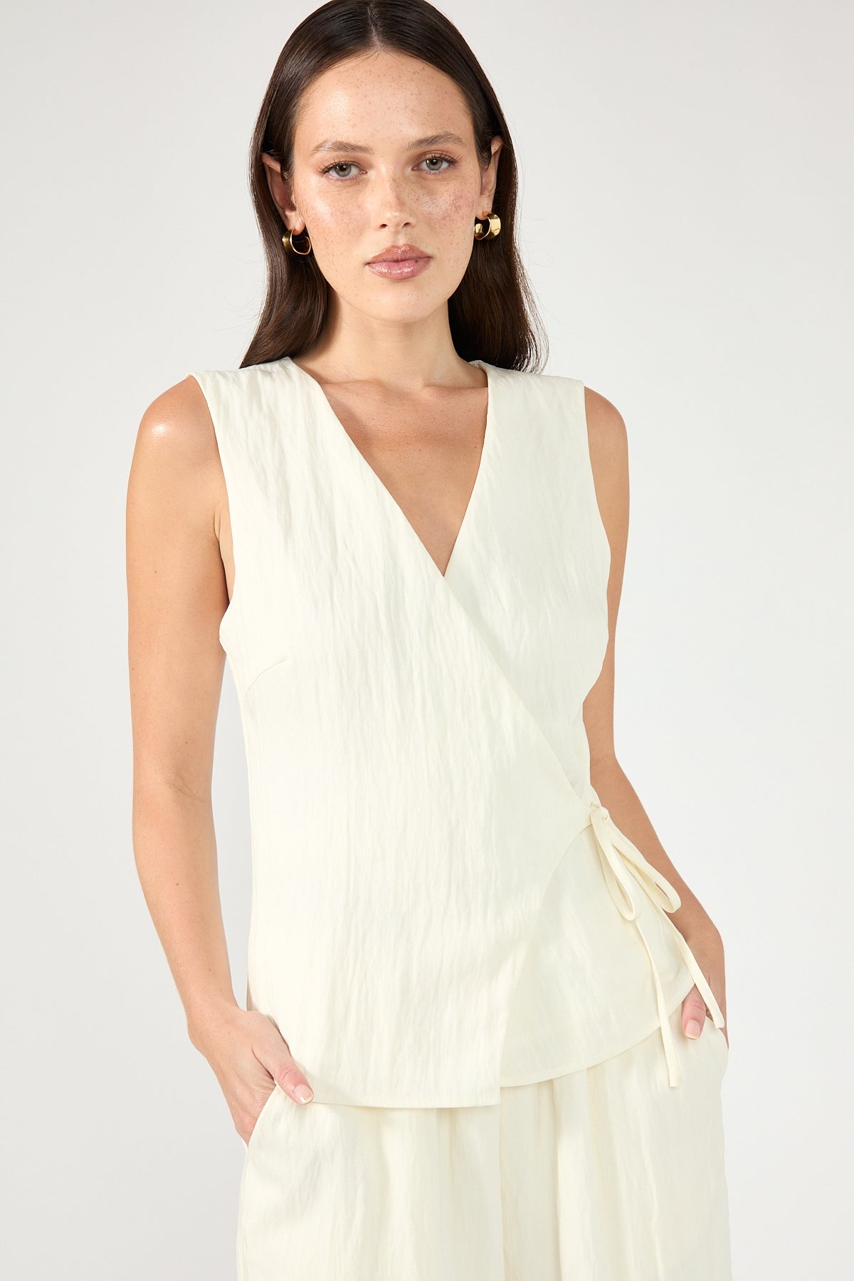 Perfect Stranger Bronte Wrap Front Top Cream