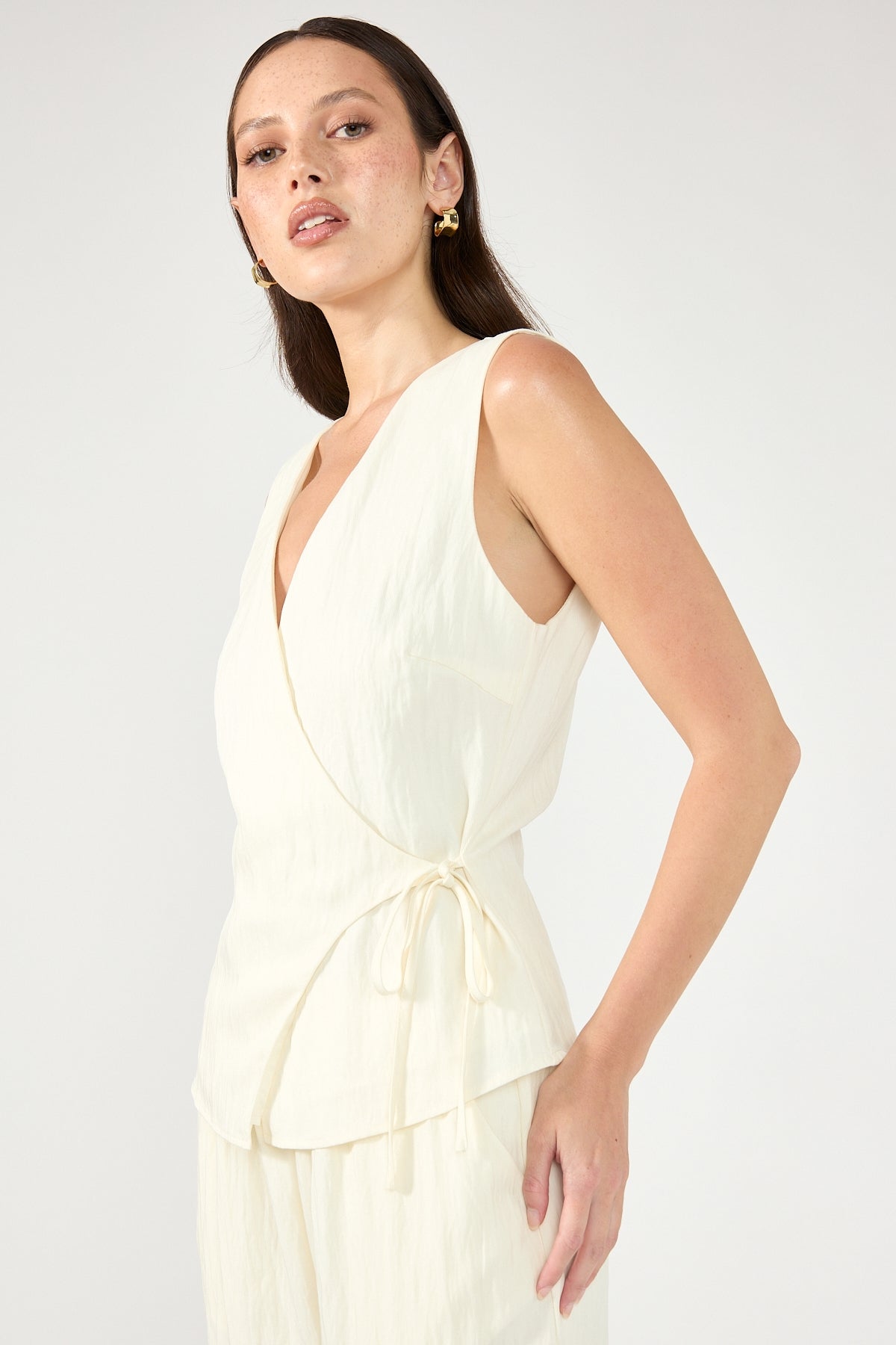 Perfect Stranger Bronte Wrap Front Top Cream