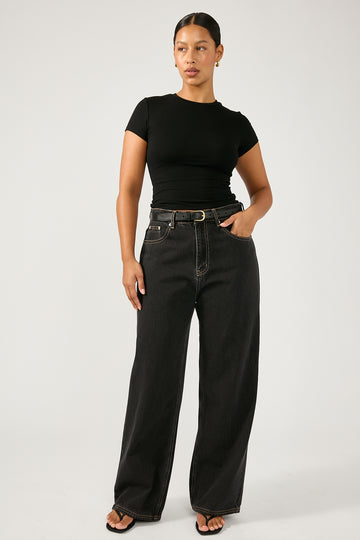 Perfect Stranger Mid Rise 90's Slouch Jean Washed Grey