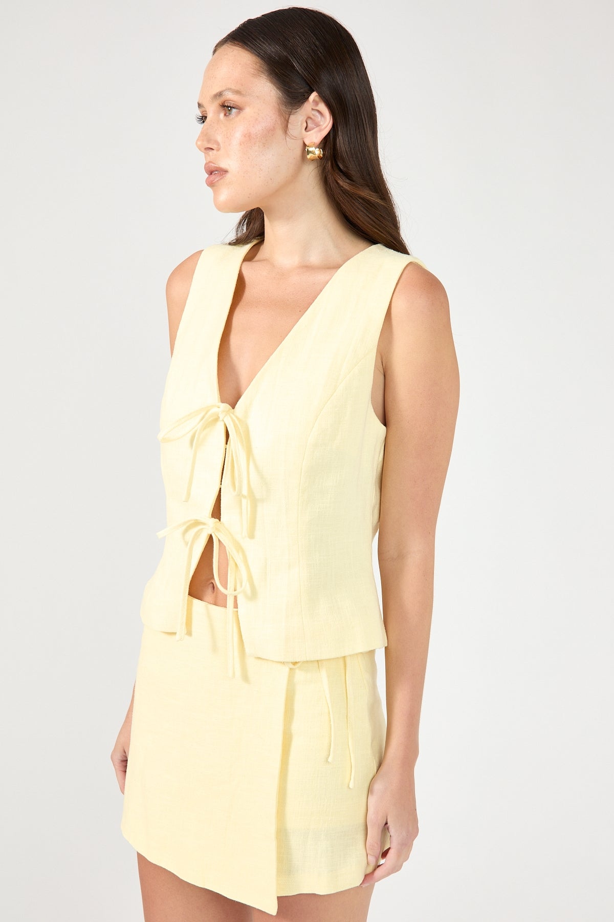 Perfect Stranger Menorca Tie Up Vest Top Lemon