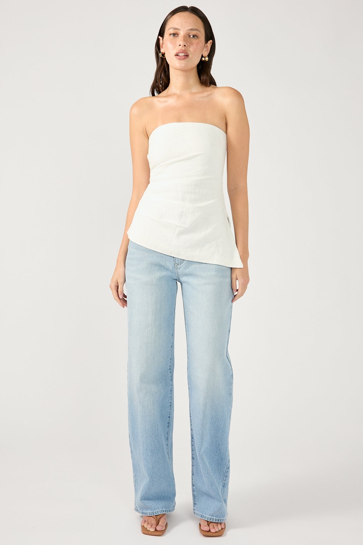 Perfect Stranger Menorca Strapless Asymmetrical Top White