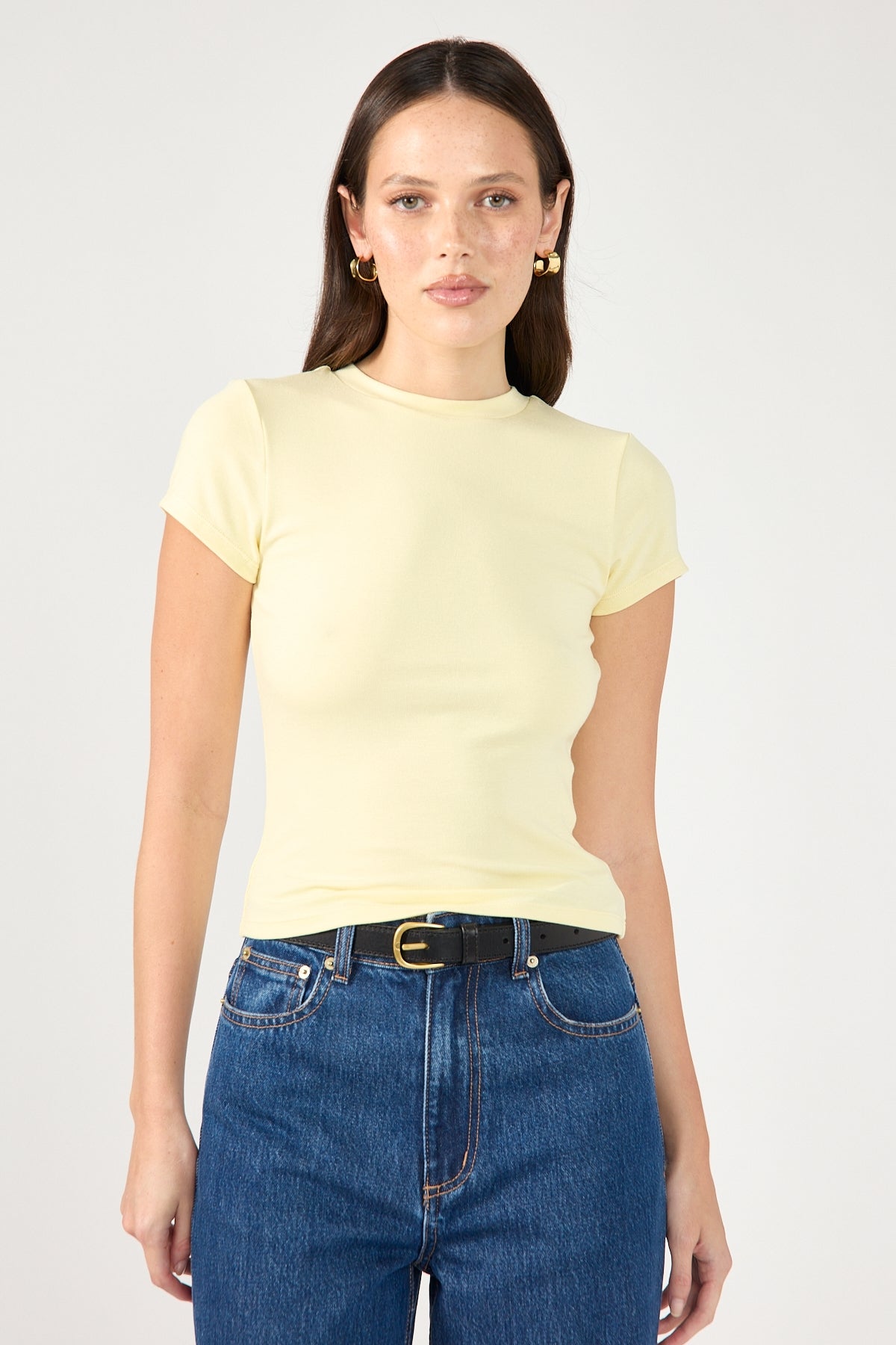 Perfect Stranger Cap Sleeve Tee Yellow