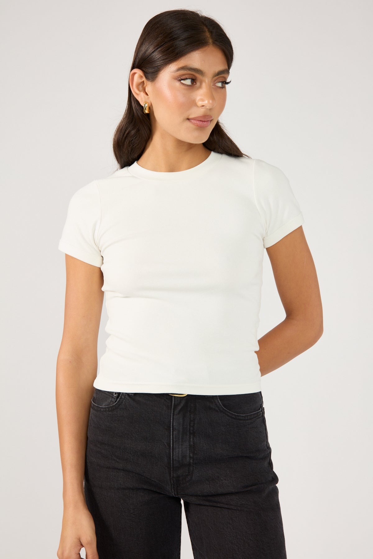 Perfect Stranger Bind Cap Sleeve Tee White