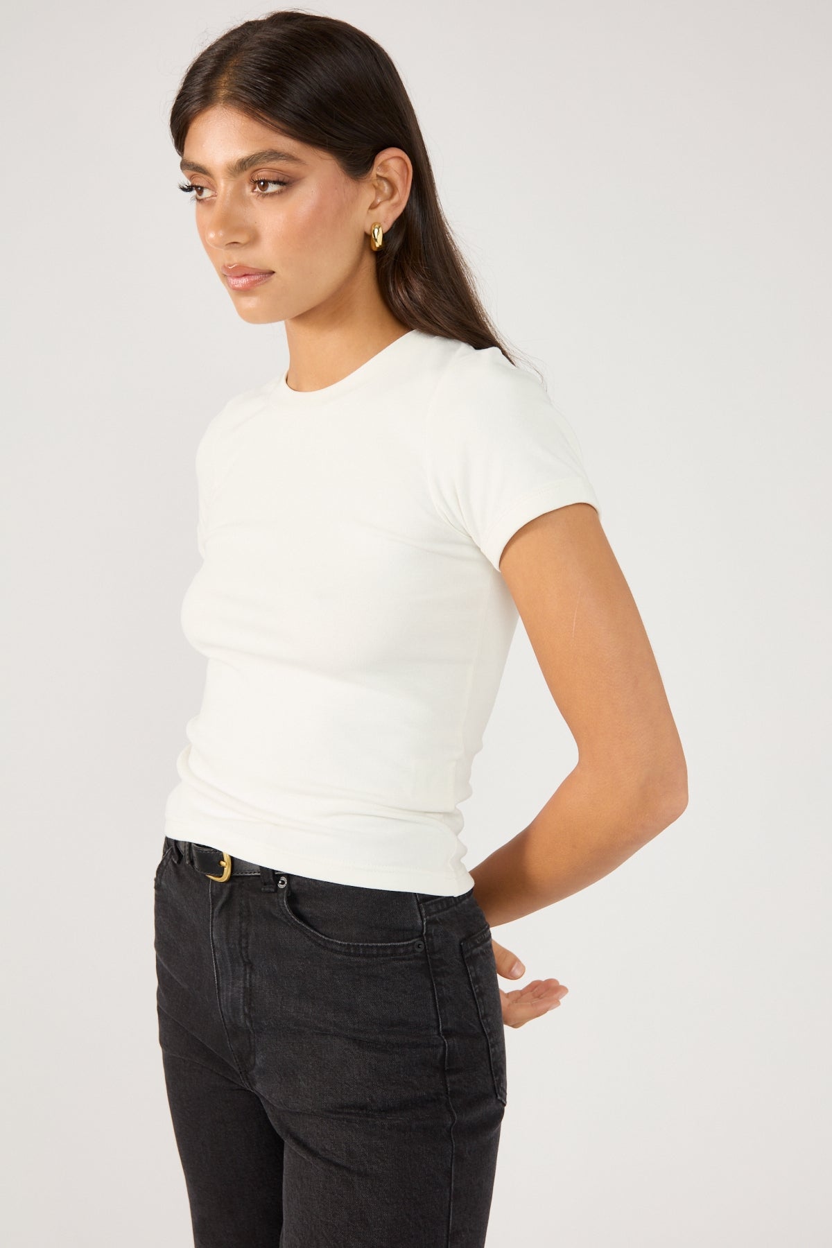 Perfect Stranger Bind Cap Sleeve Tee White