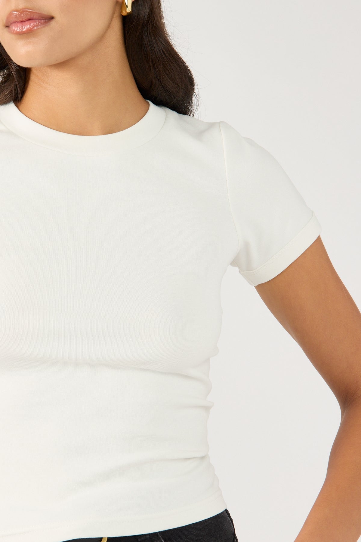 Perfect Stranger Bind Cap Sleeve Tee White