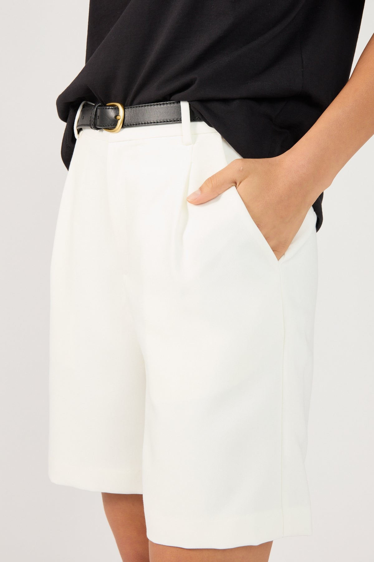 Perfect Stranger Luca Long Line Tailored Shorts White