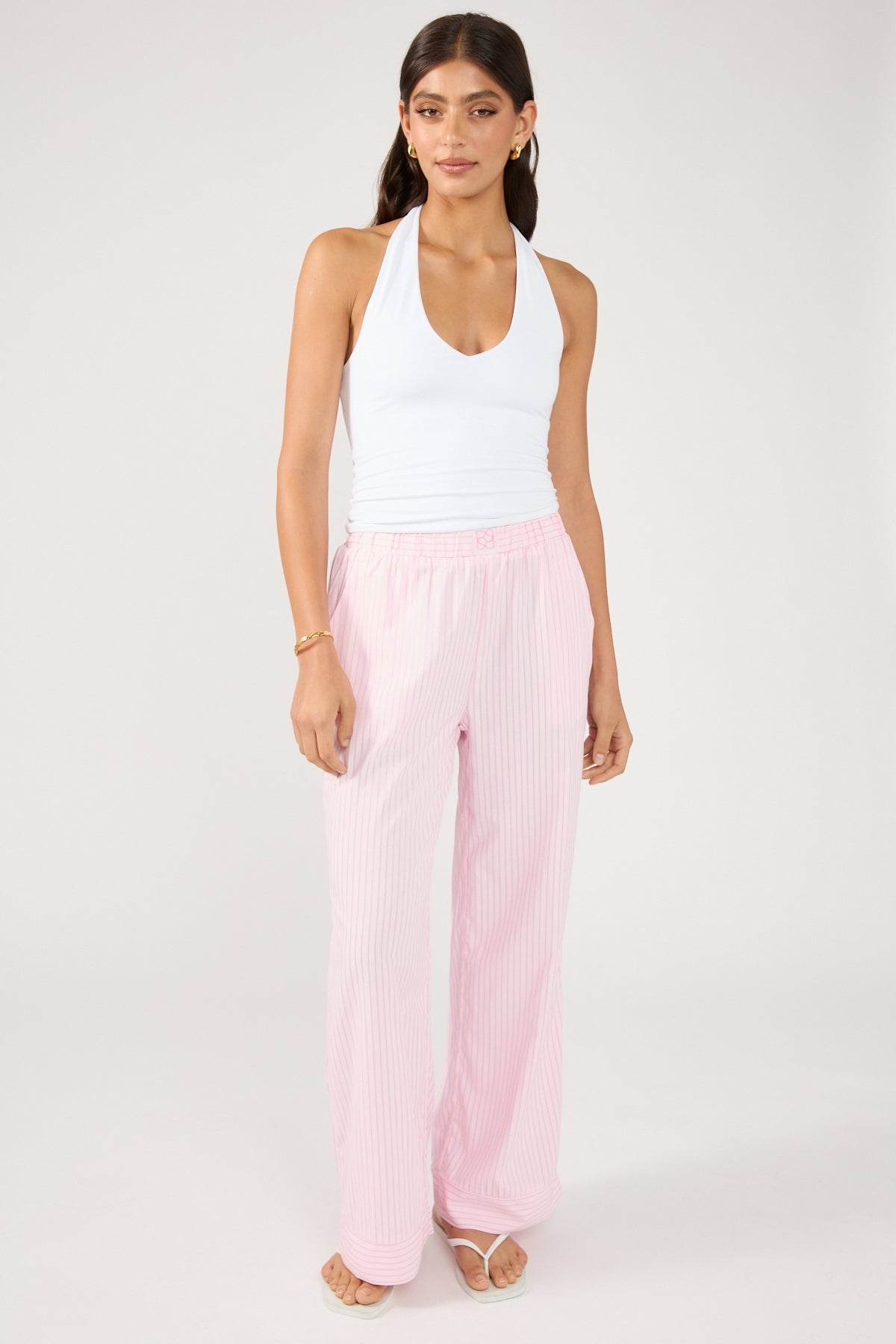 Perfect Stranger Amos Stripe Straight Leg Pant Pink Stripe