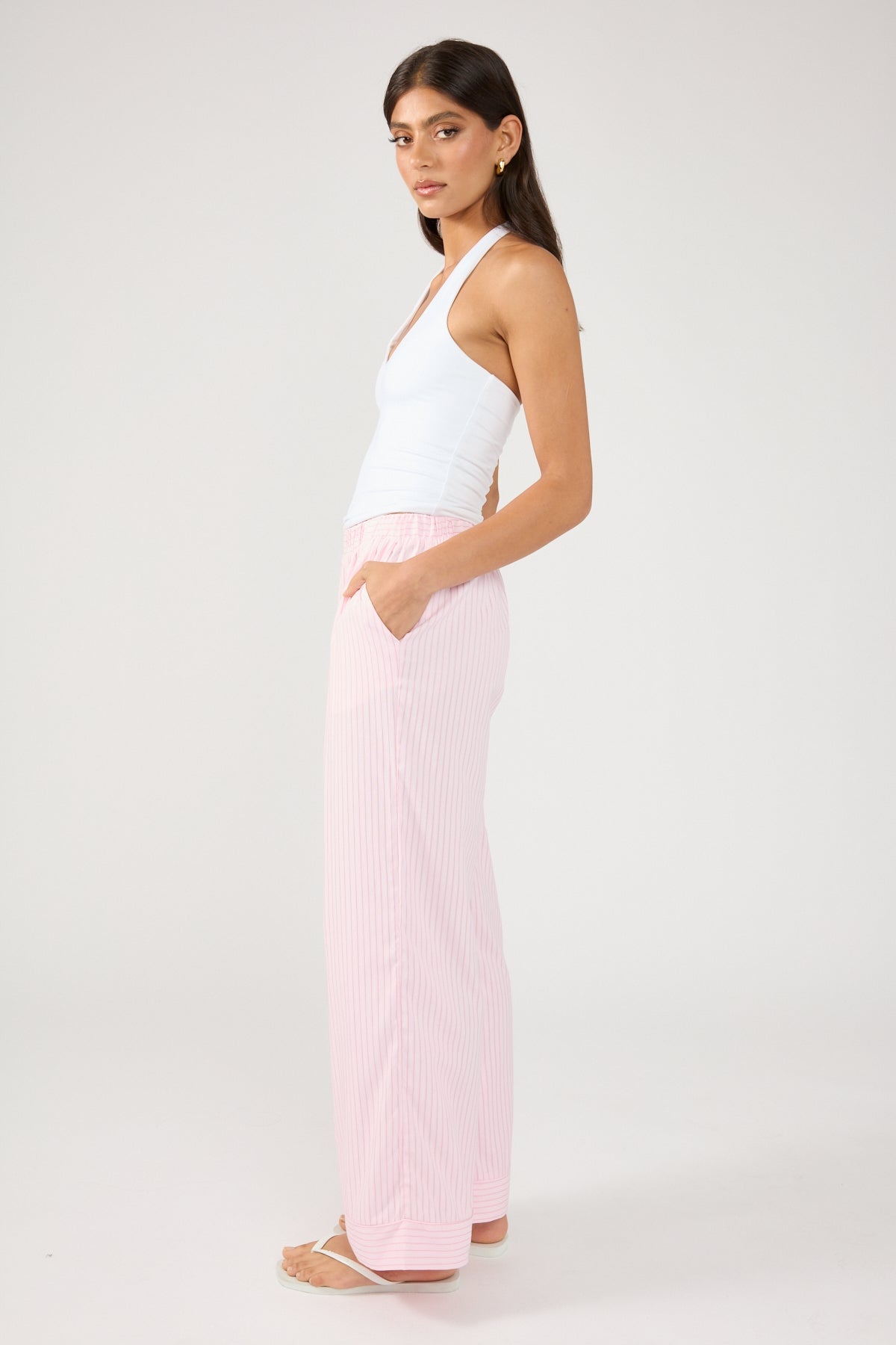 Perfect Stranger Amos Stripe Straight Leg Pant Pink Stripe