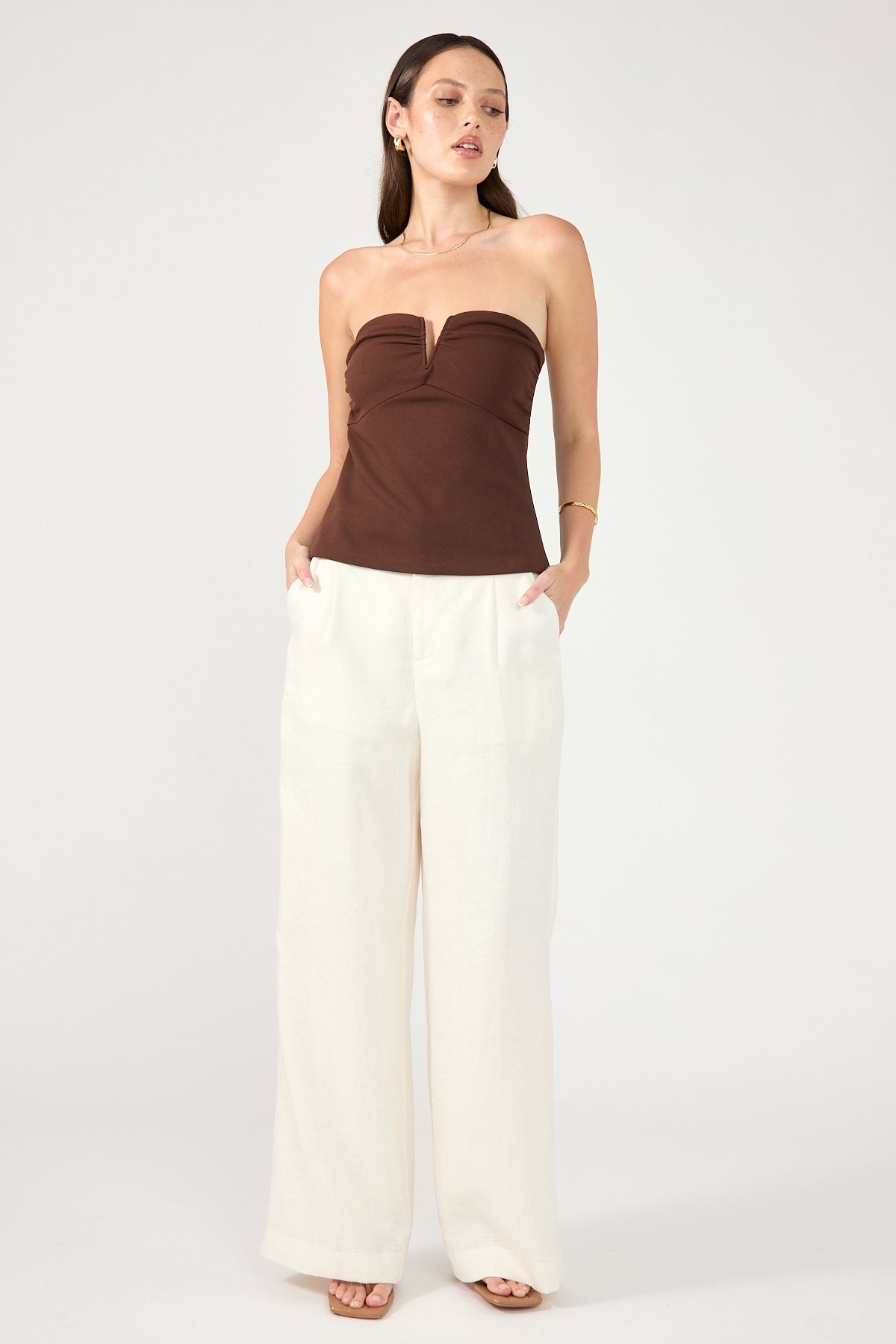 Perfect Stranger Tobago Tailored Linen Pants Cream