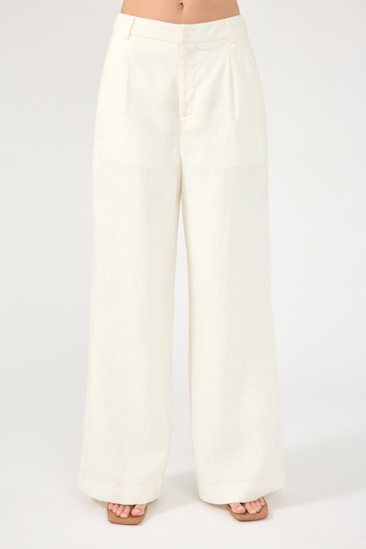 Perfect Stranger Tobago Tailored Linen Pants Cream