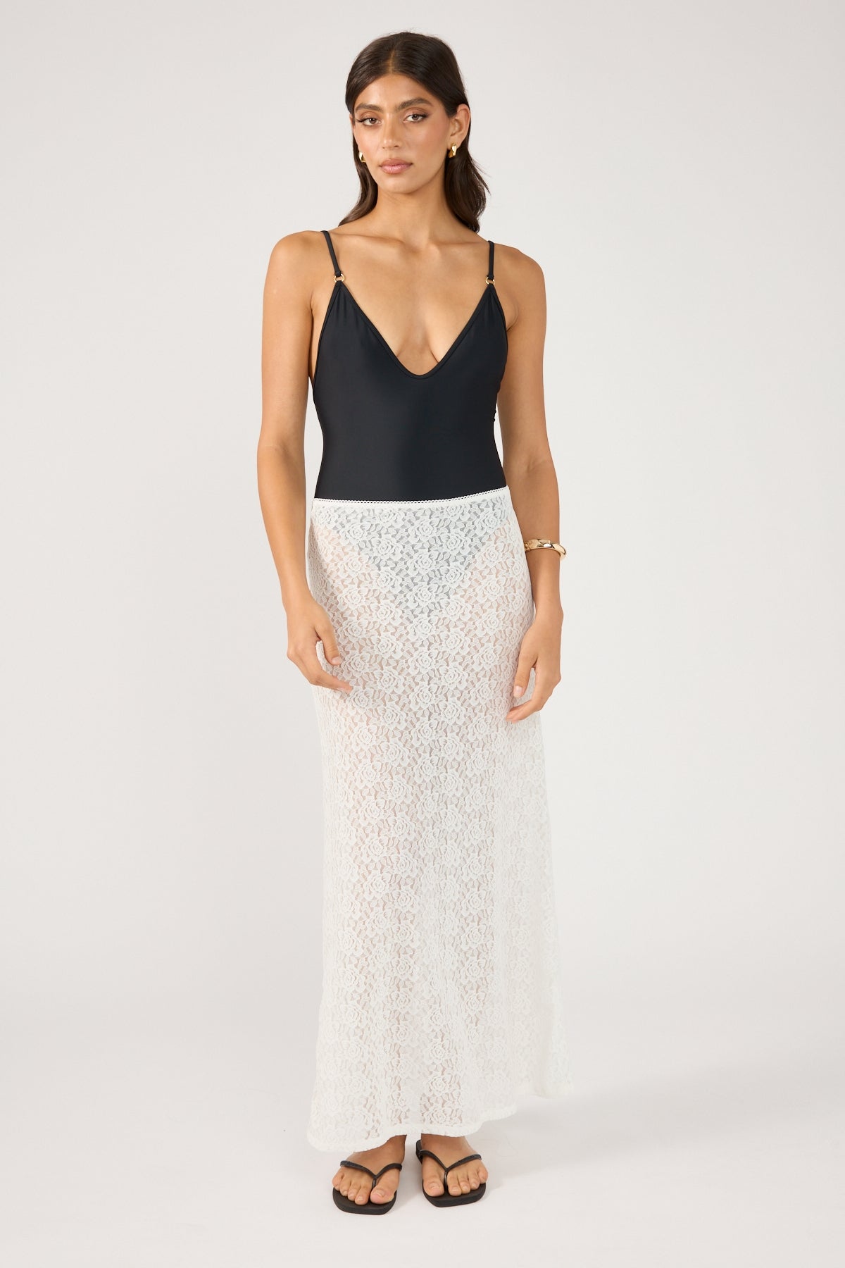 Perfect Stranger Inez Lace Maxi Skirt White