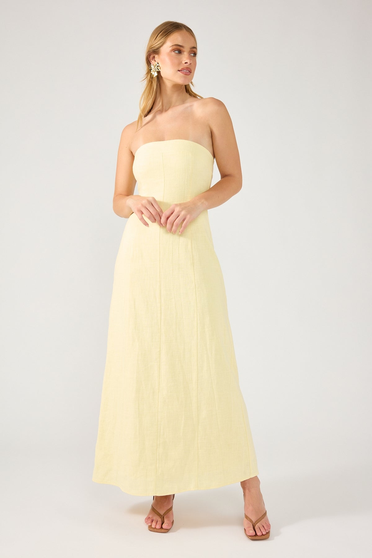 Perfect Stranger Menorca Strapless Maxi Dress Yellow