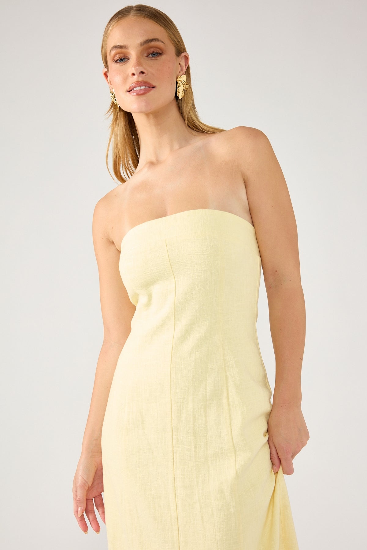 Perfect Stranger Menorca Strapless Maxi Dress Yellow